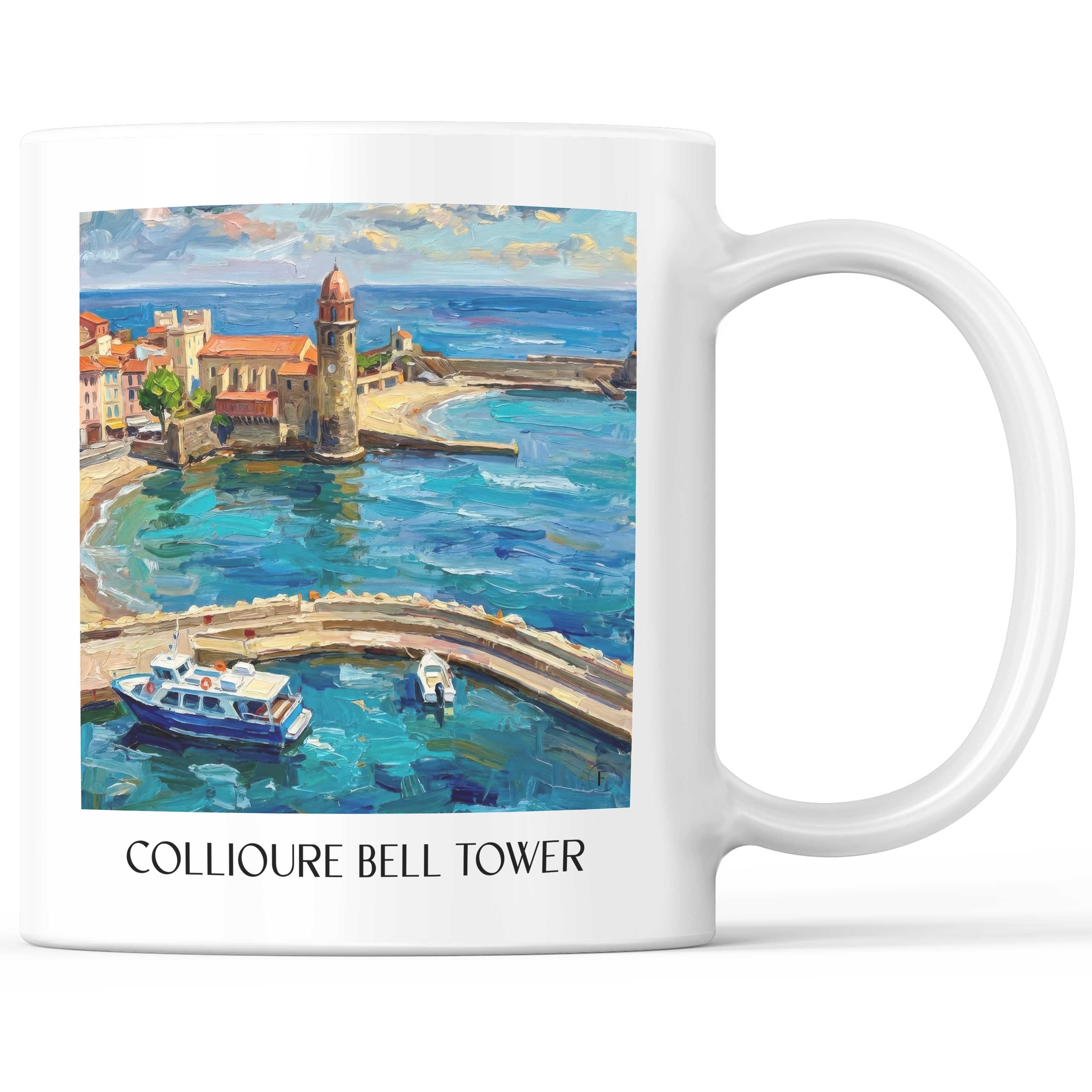 Clocher de Collioure Kaffeebecher - Côte Vermeille - Frankreich Becher - Kaffeetasse im Ölgemälde Stil - favplace
