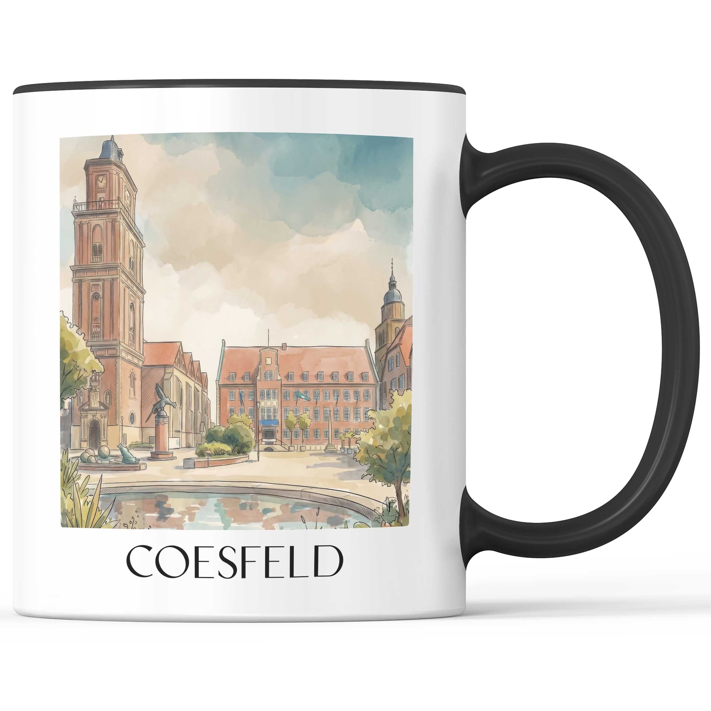 Coesfeld Kaffeebecher - Münsterland - Deutschland Becher - Kaffeetasse im Aquarell Stil - favplace