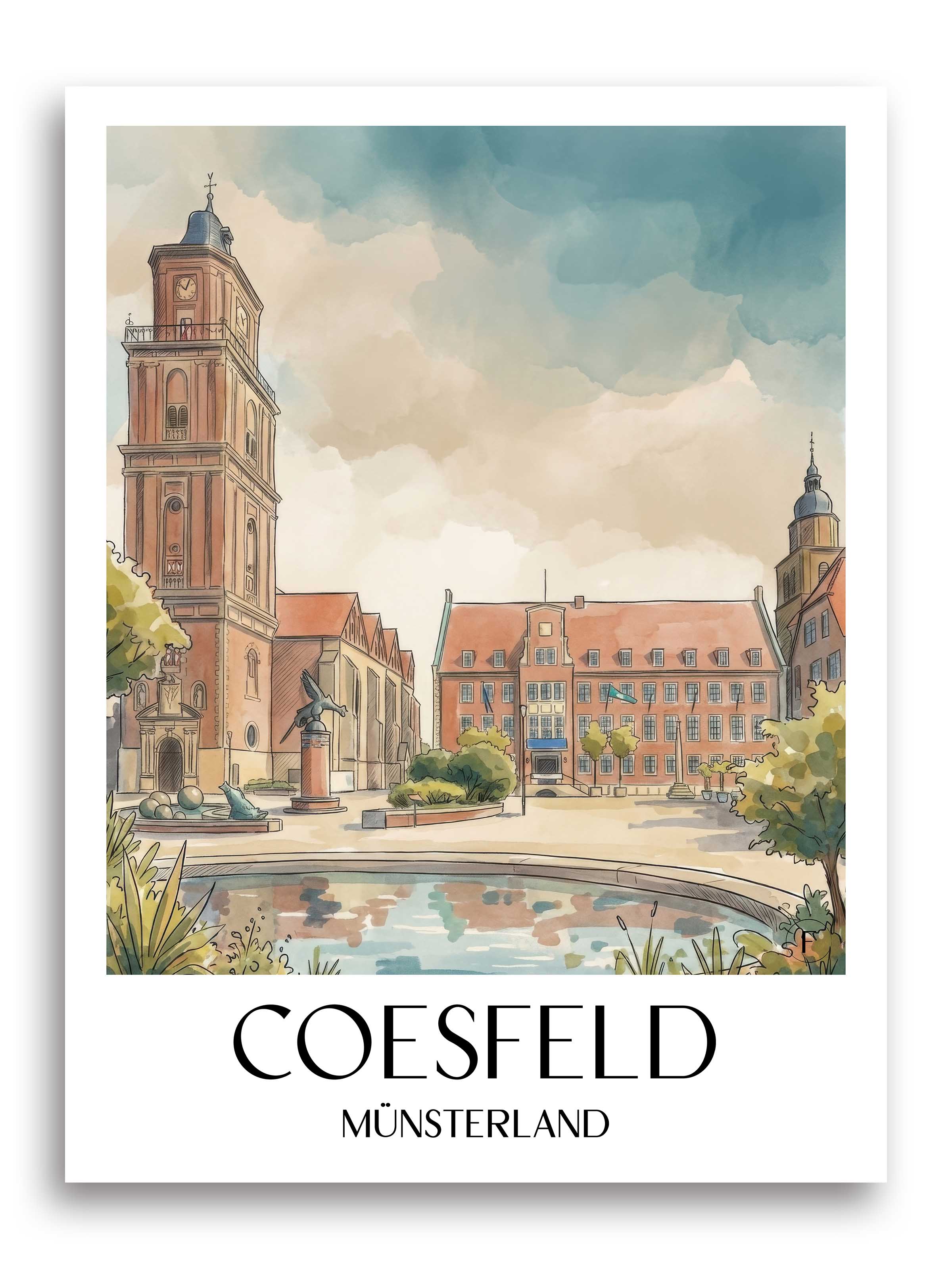 coesfeld-münsterland-deutschland-poster-aquarell