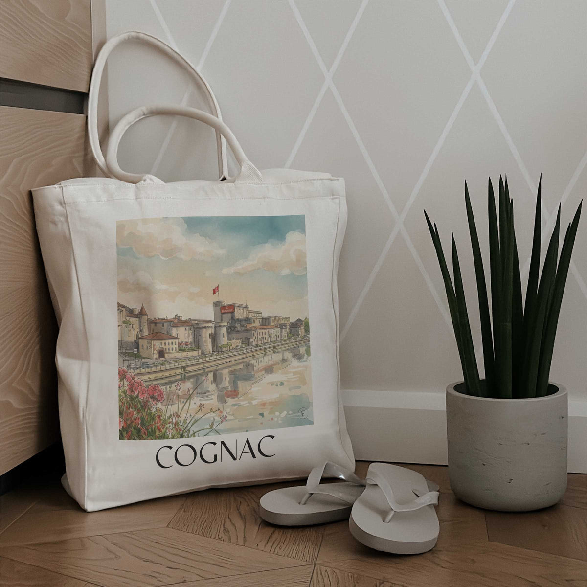 cognac-charente-frankreich-einkaufstasche-aquarell