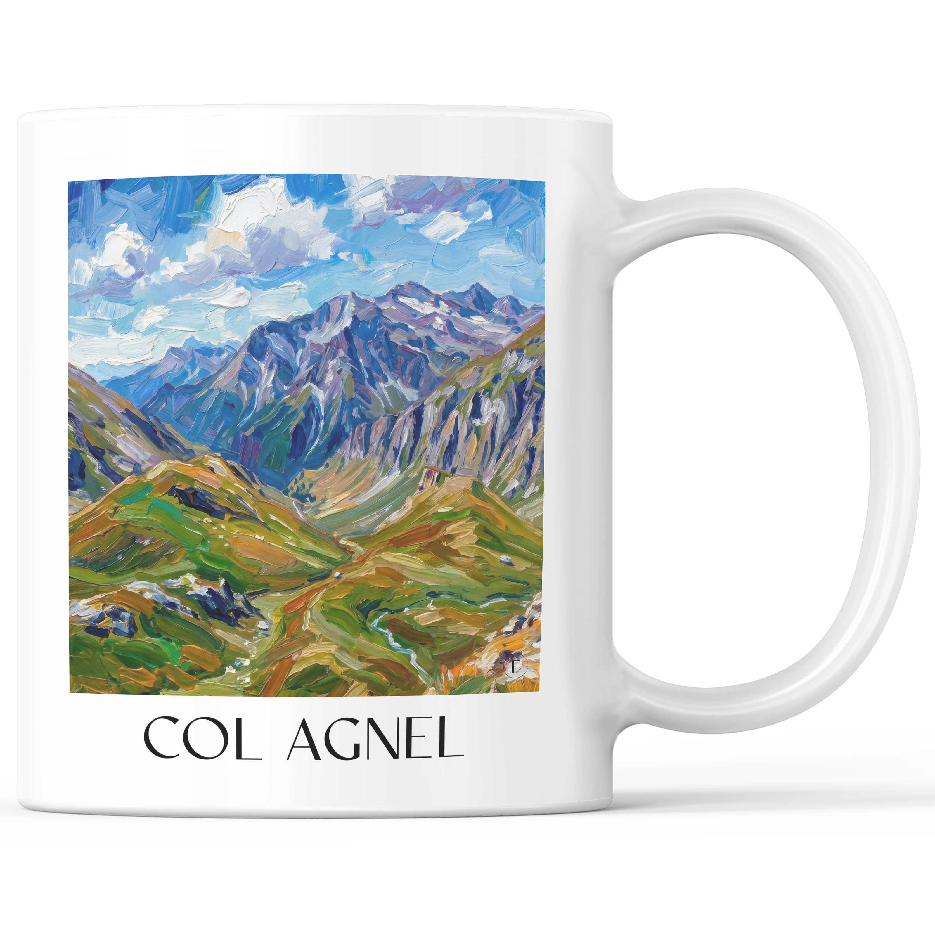 Col Agnel Kaffeebecher - Molines-en-Queyras - Frankreich Becher - Kaffeetasse im Ölgemälde Stil - favplace