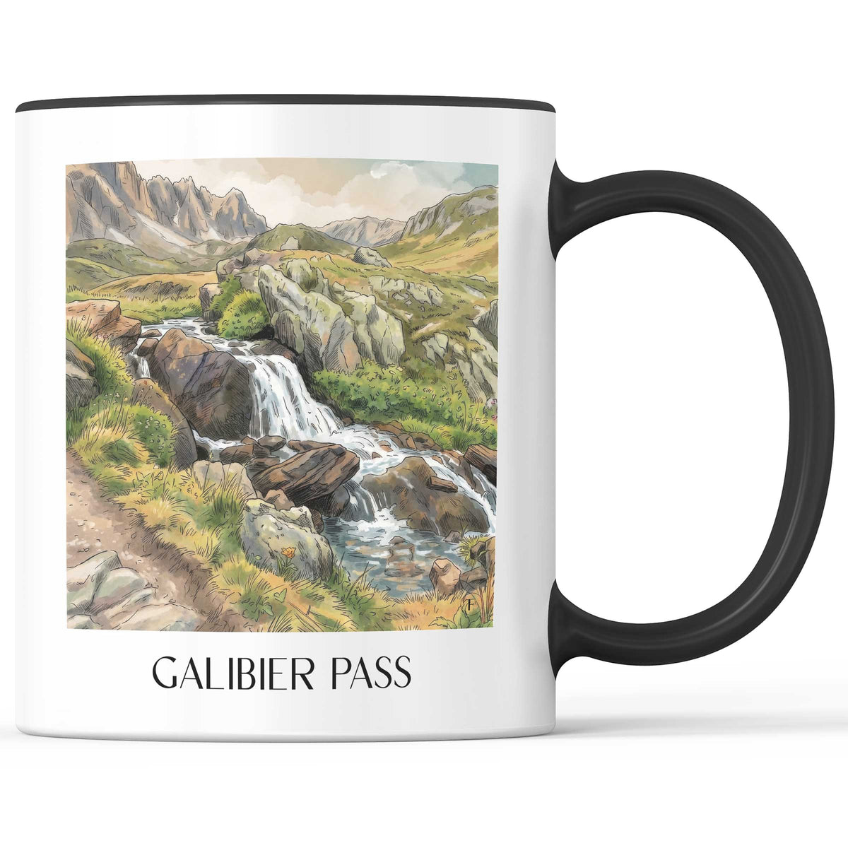 Col du Galibier Kaffeebecher - Alpes du Sud - Frankreich Becher - Kaffeetasse im Aquarell Stil - favplace