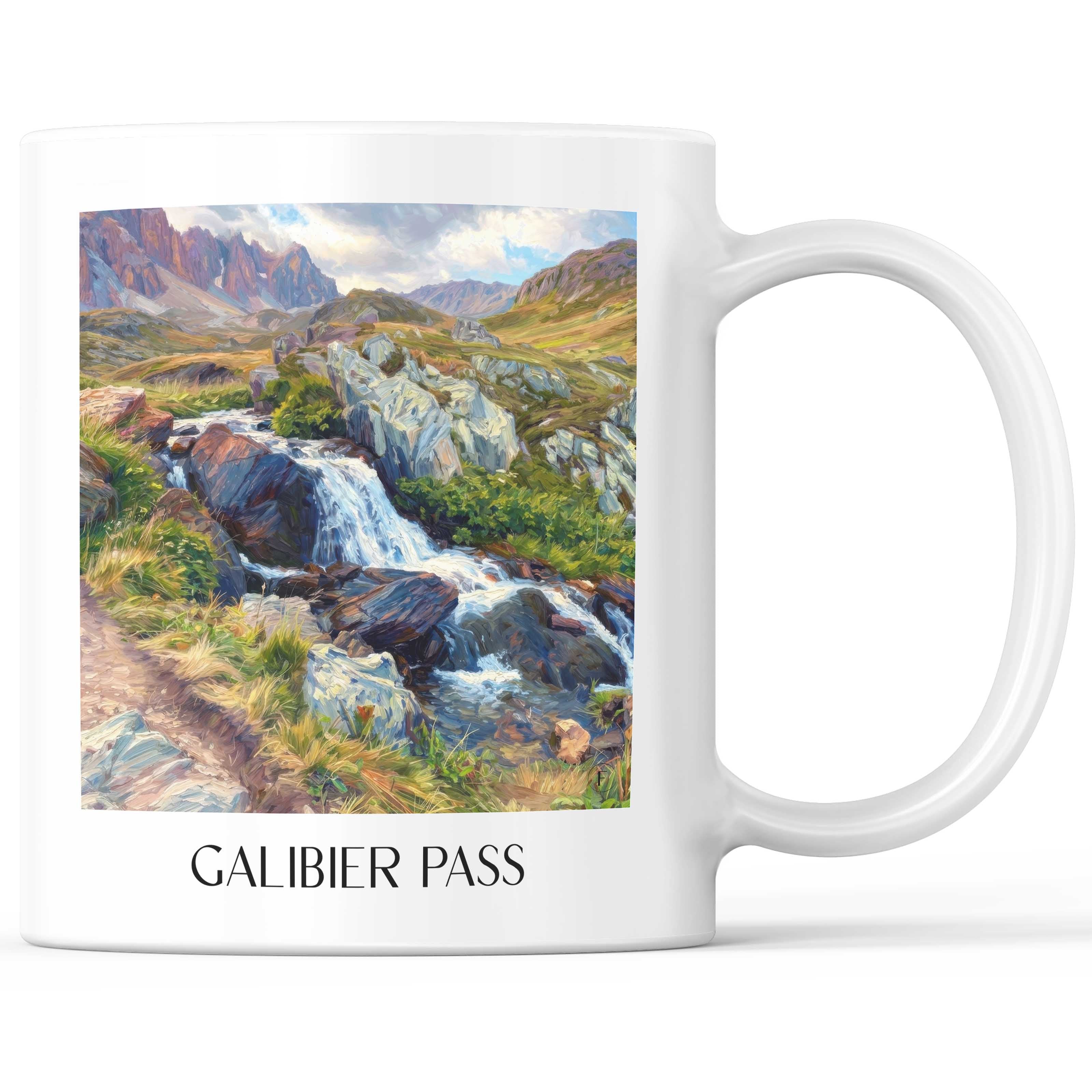 Col du Galibier Kaffeebecher - Alpes du Sud - Frankreich Becher - Kaffeetasse im Ölgemälde Stil - favplace