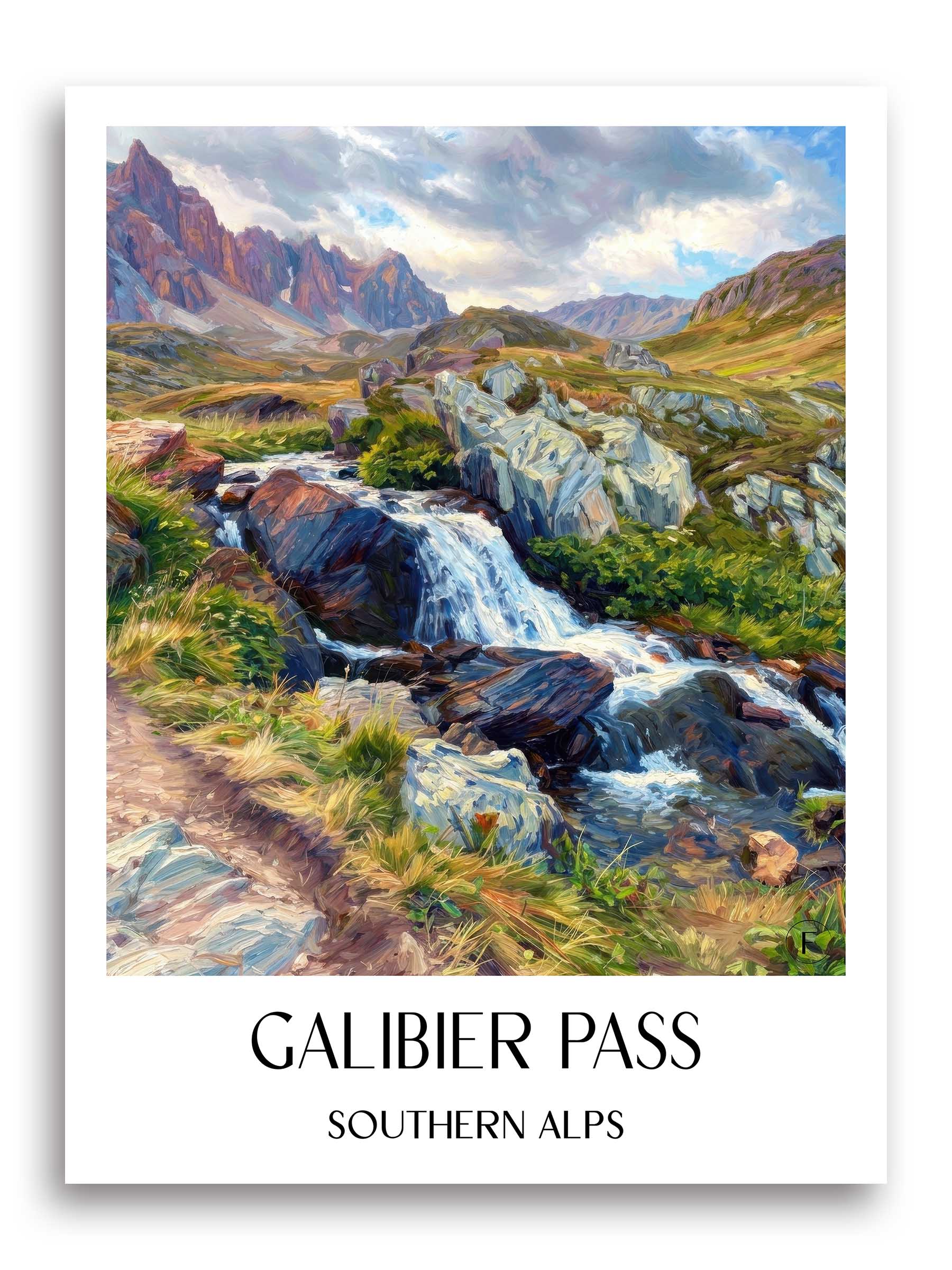 Col du Galibier Poster - Alpes du Sud - Frankreich Kunstdruck - Ölgemälde von A4 bis A1 - favplace