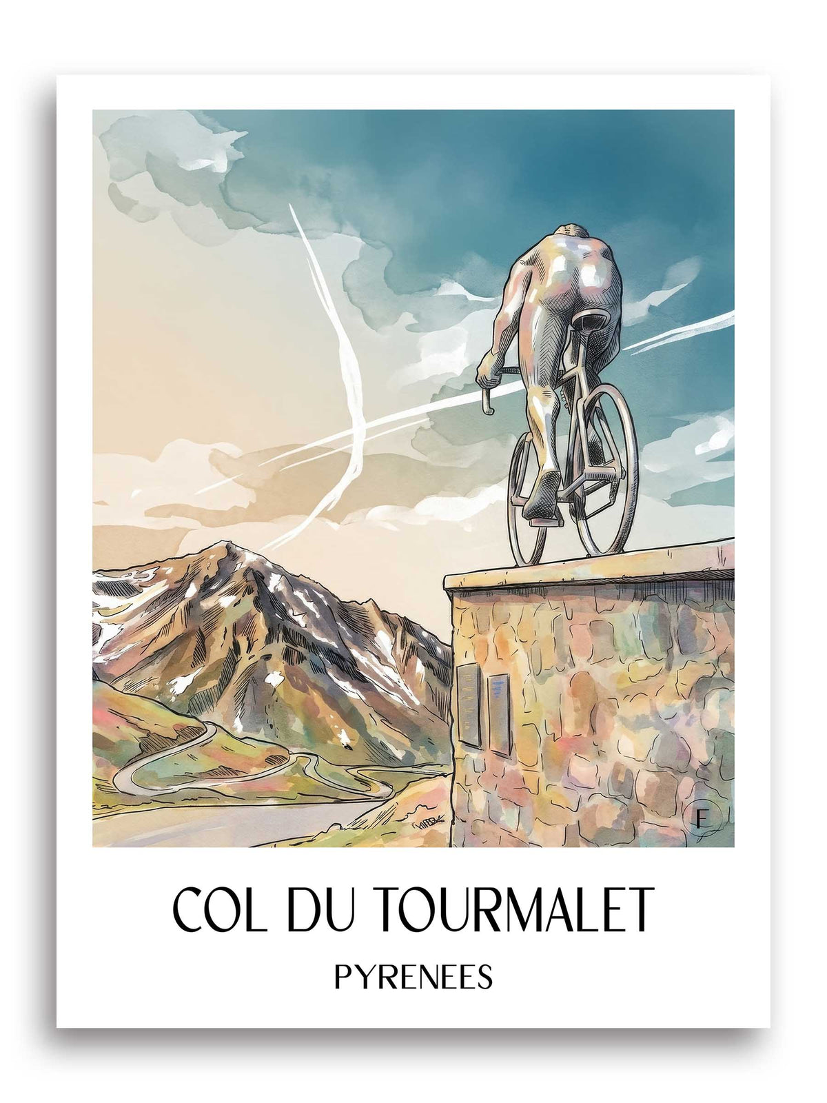Col du Tourmalet Poster - Pyrénées - Frankreich Kunstdruck - Aquarell von A4 bis A1 - favplace
