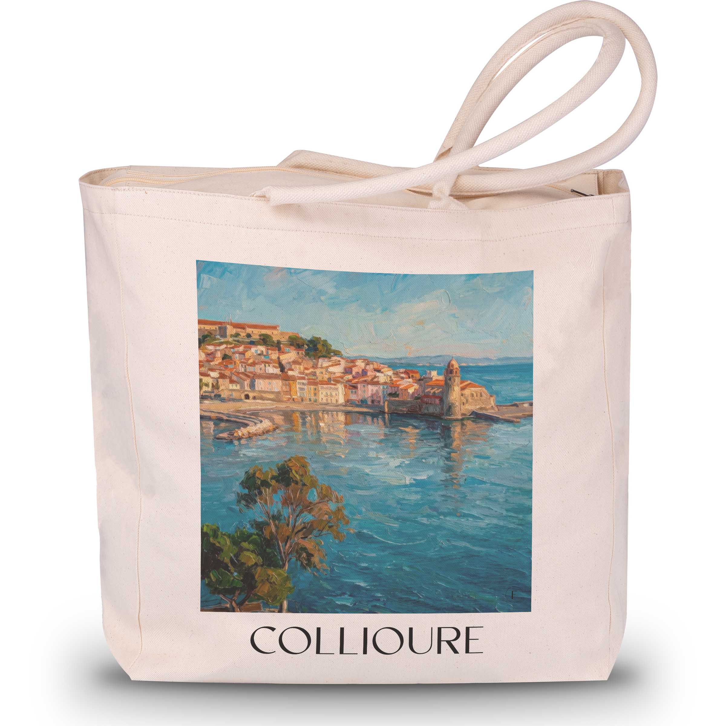 collioure--côte-vermeille-frankreich-einkaufstasche-oil-painting-oelgemaelde