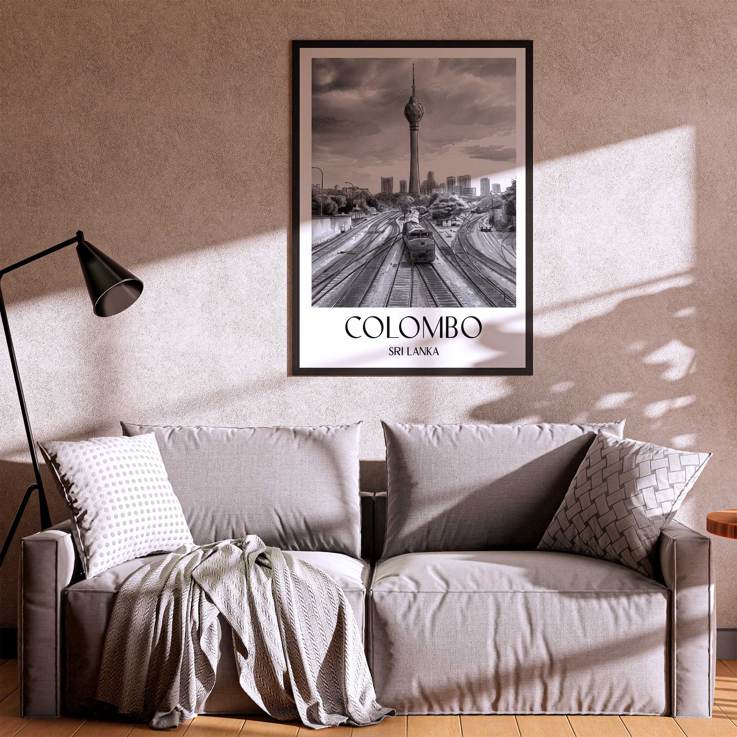 colombo-sri-lanka-poster-aquarell-schwarz-weiss