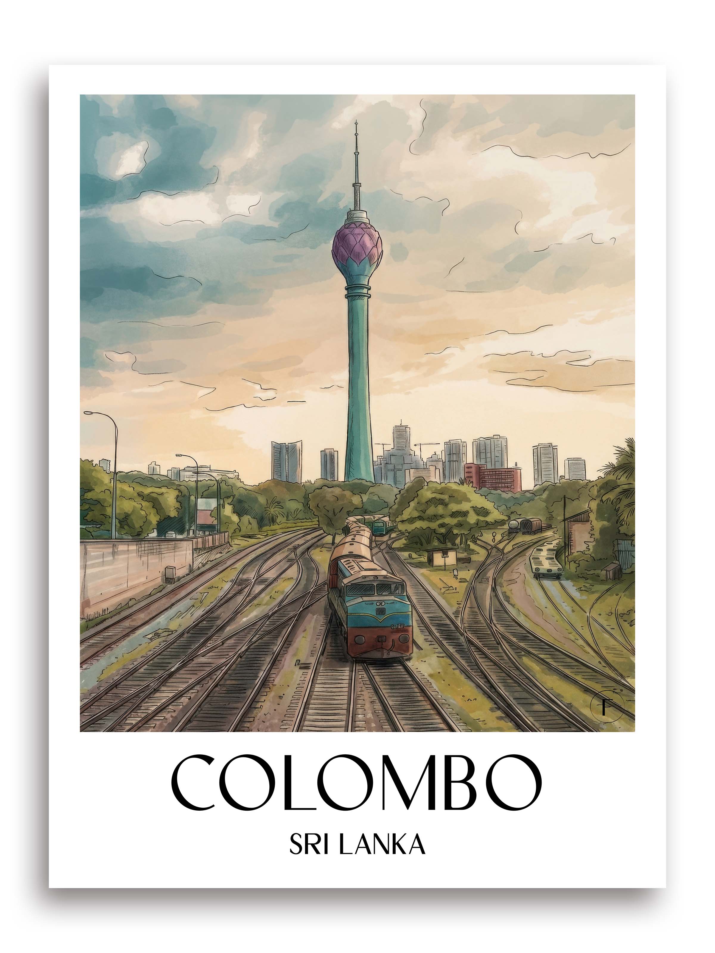 Colombo Poster - Sri Lanka Kunstdruck - Aquarell von A4 bis A1 - favplace