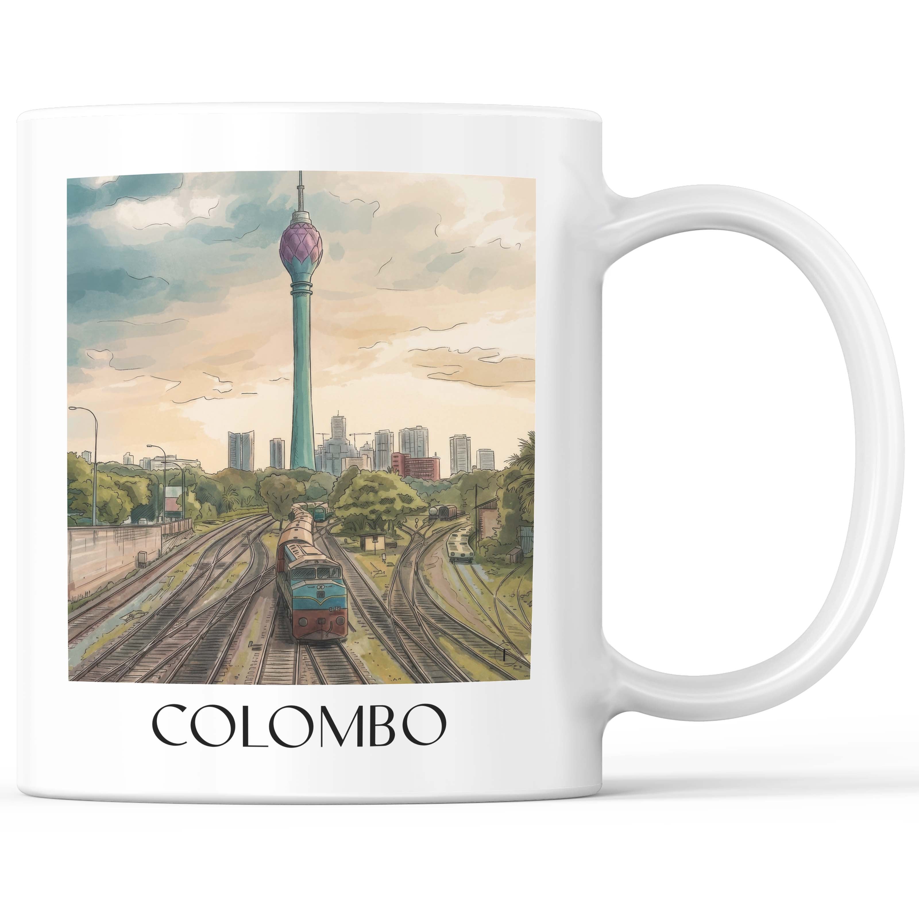 Colombo - Sri Lanka Becher - Kaffeetasse im Aquarell Stil - favplace