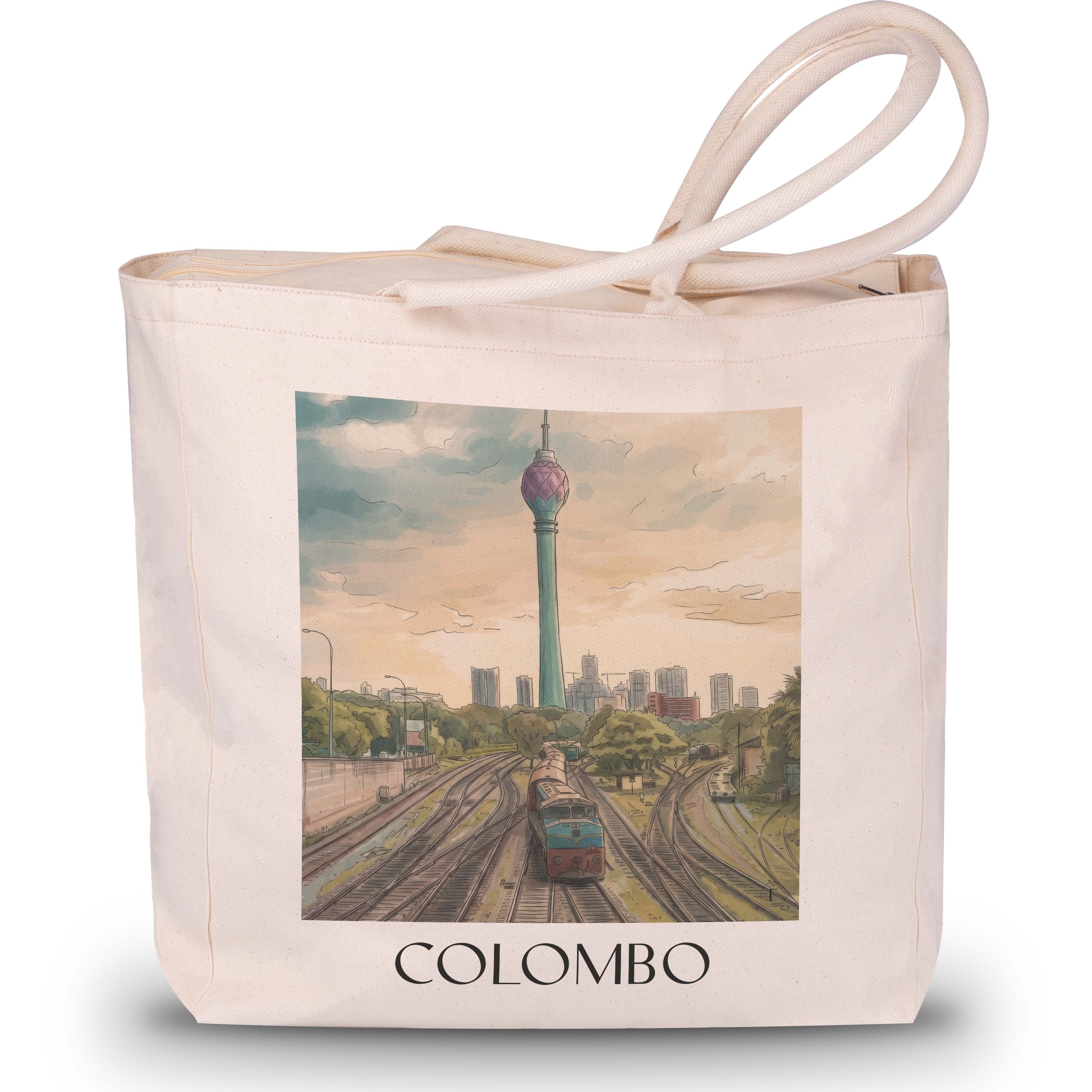 Colombo - Sri Lanka Tote Bag - Einkaufstasche im Aquarell Stil - favplace
