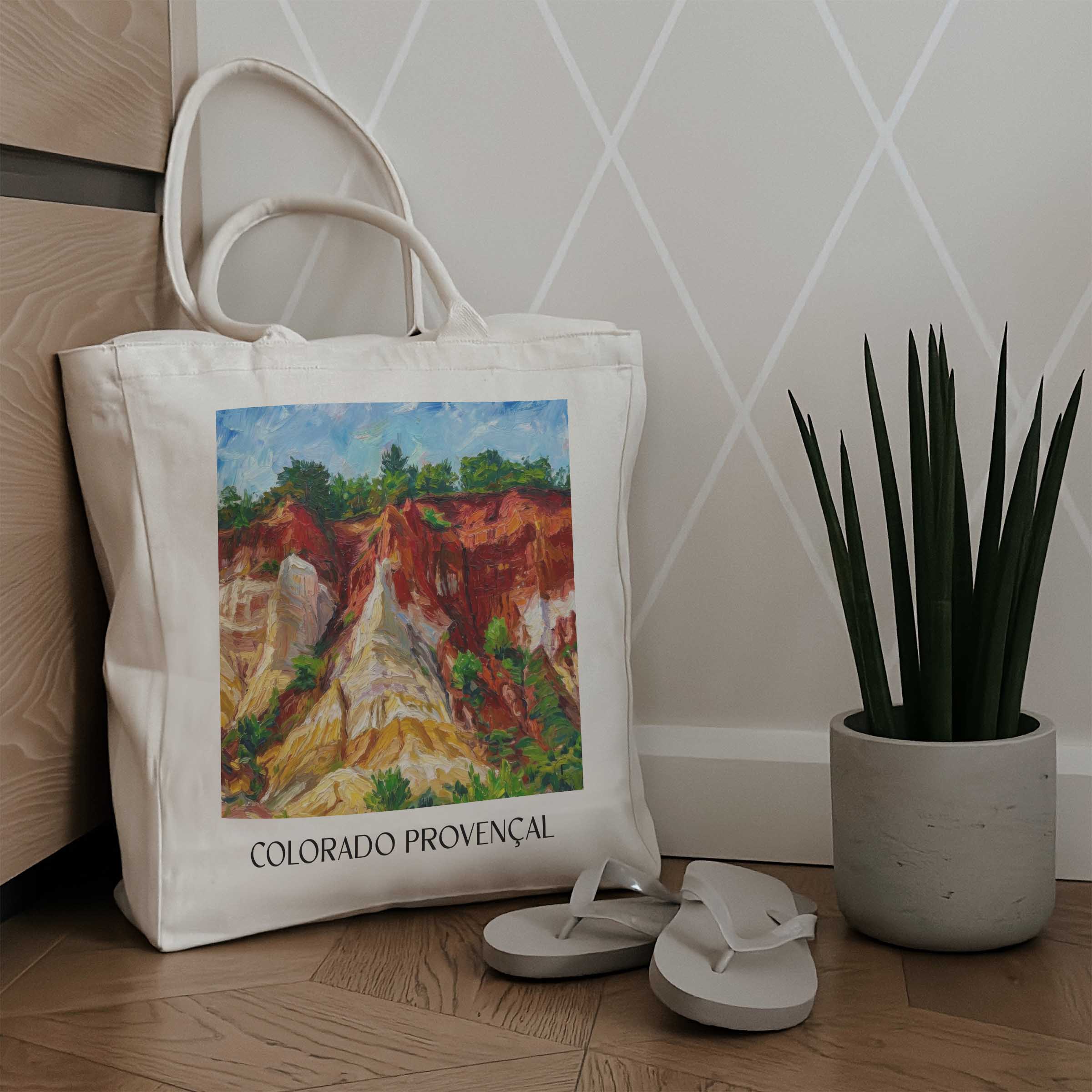 colorado-provençal-rustrel-frankreich-einkaufstasche-oil-painting-oelgemaelde