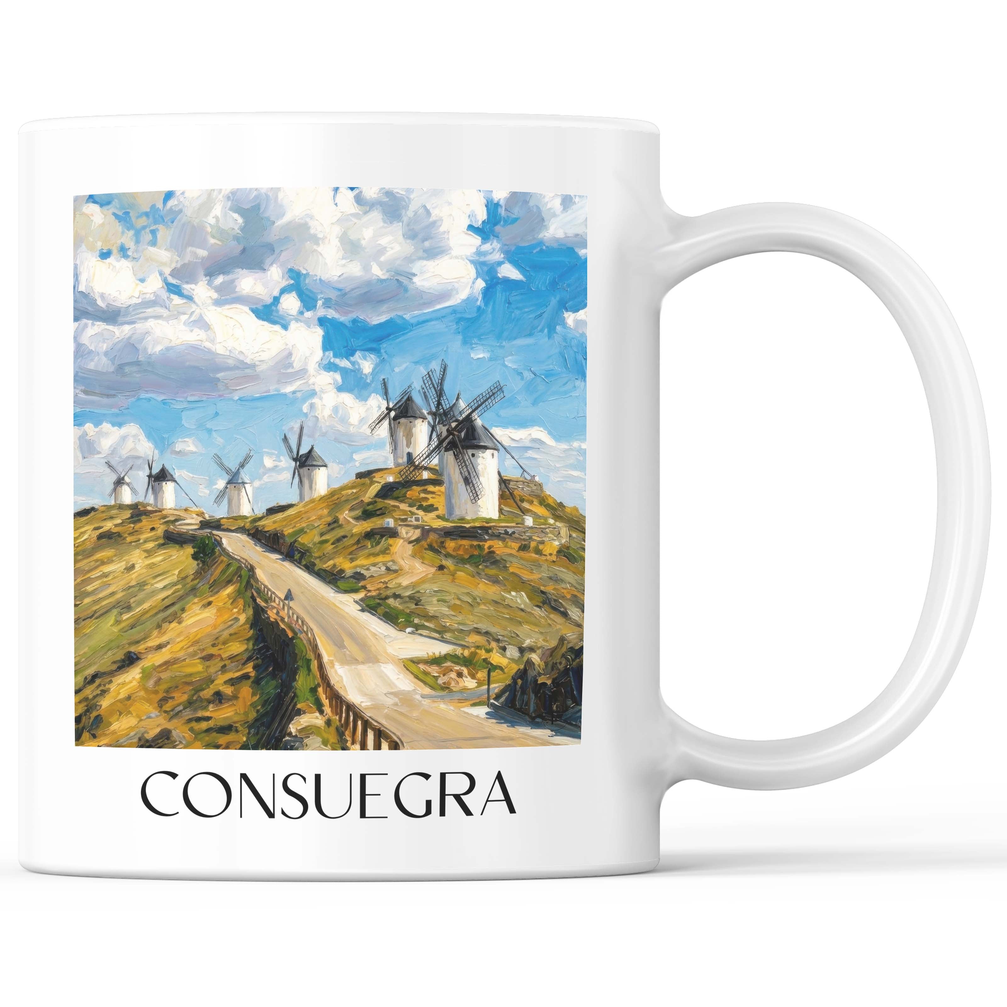 Consuegra Kaffeebecher - Spanien - Spanien und Spanien Becher - Kaffeetasse im Ölgemälde Stil - favplace