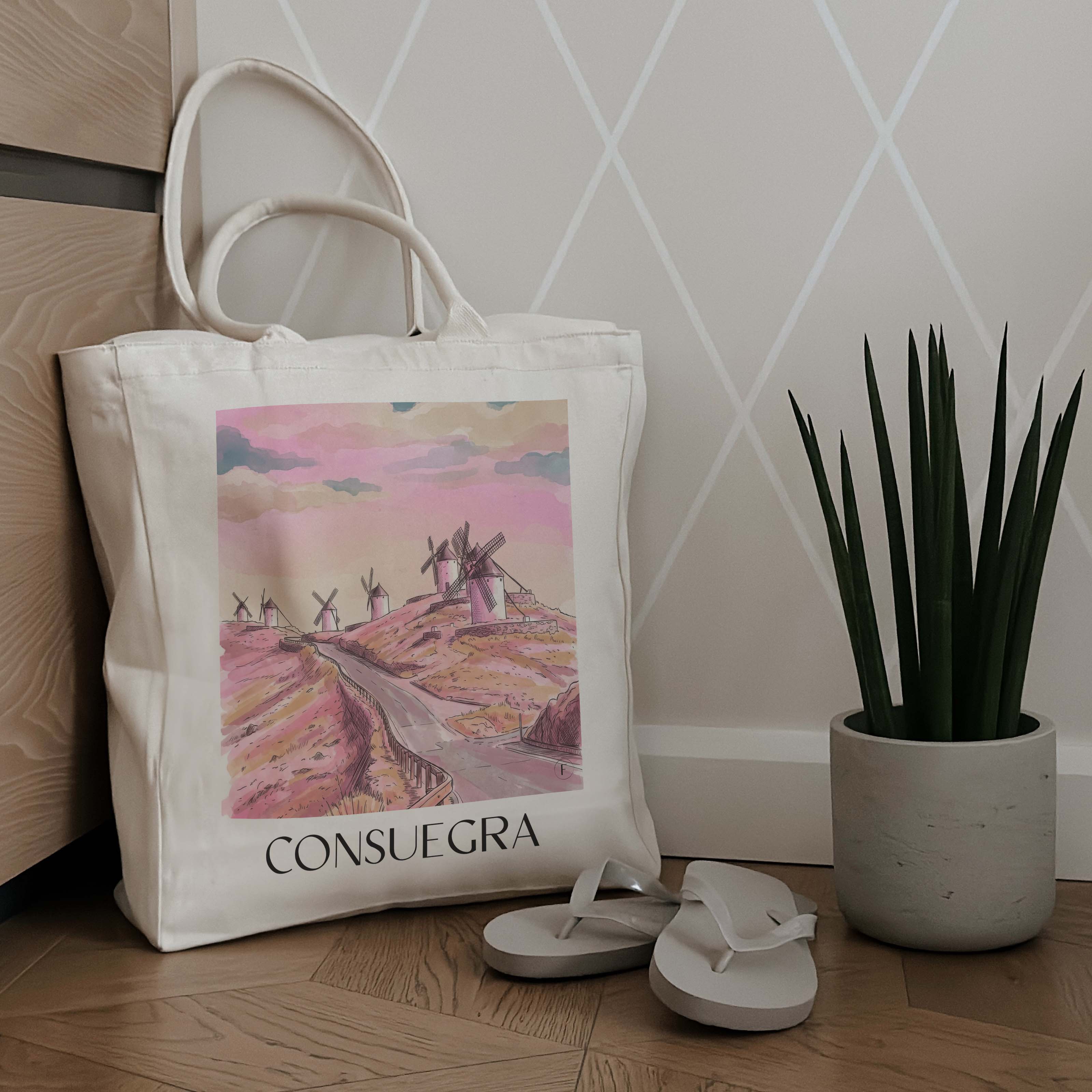 consuegra-spanien-spanien-einkaufstasche-aquarell-pink-rosa