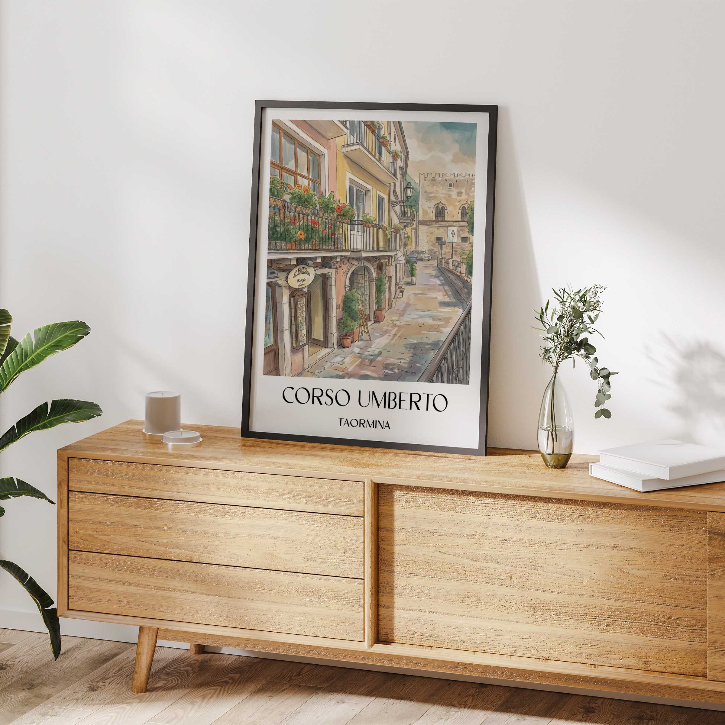 corso-umberto-taormina-italien-poster-aquarell