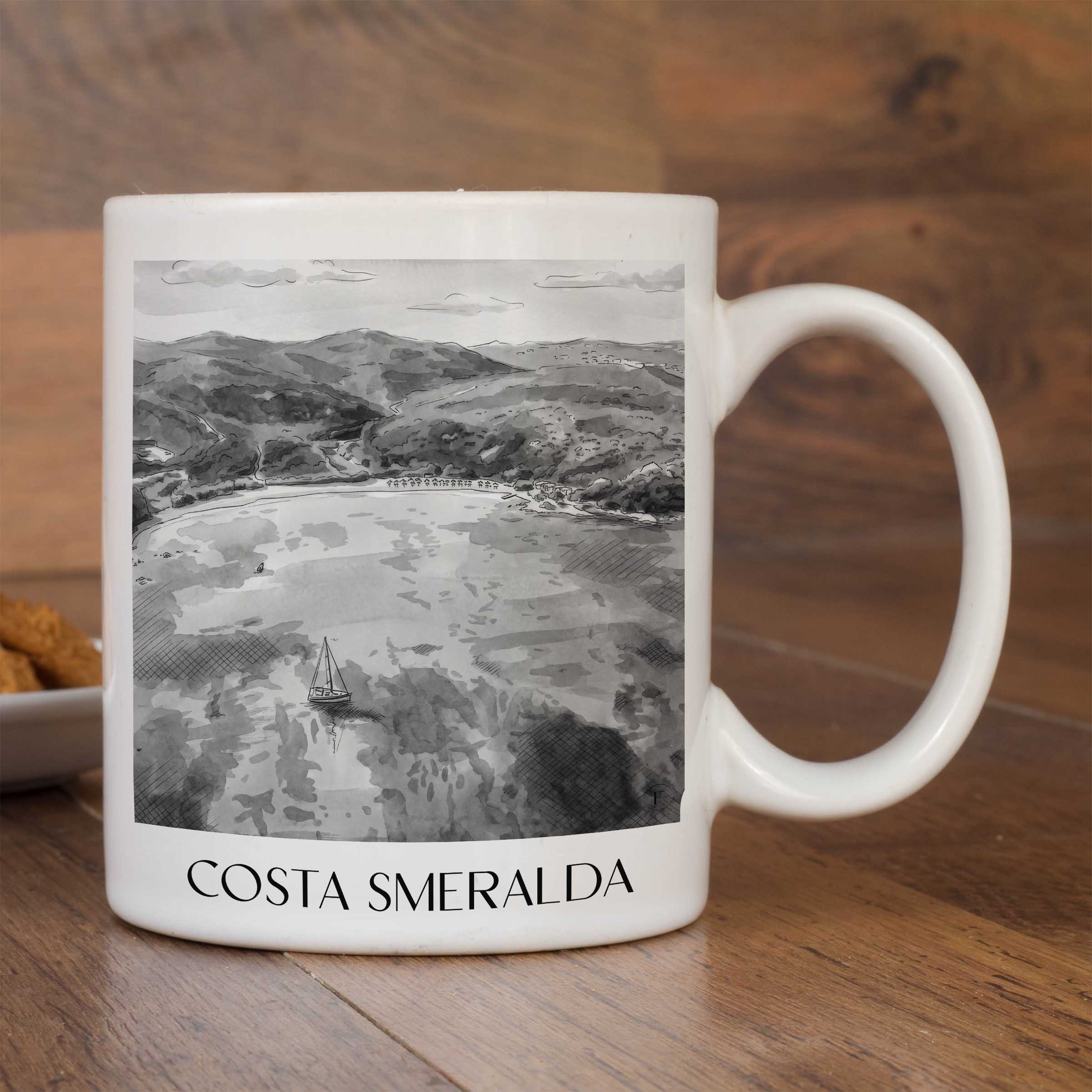 costa-smeralda-italien-kaffeebecher-aquarell-schwarz-weiss
