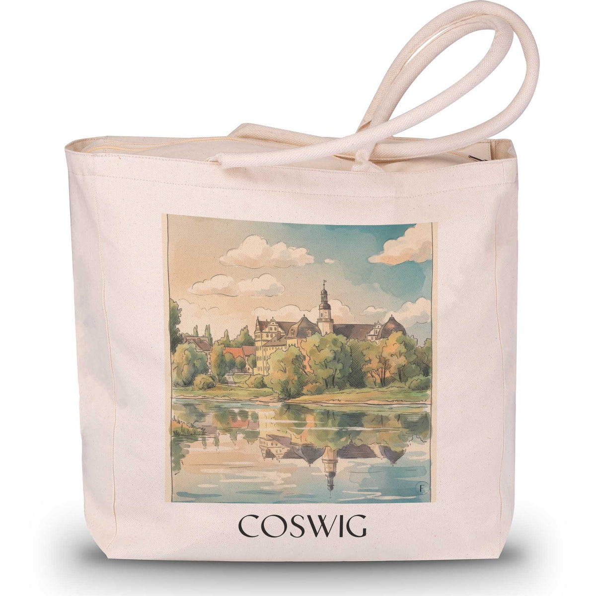 coswig-elbe-deutschland-einkaufstasche-aquarell