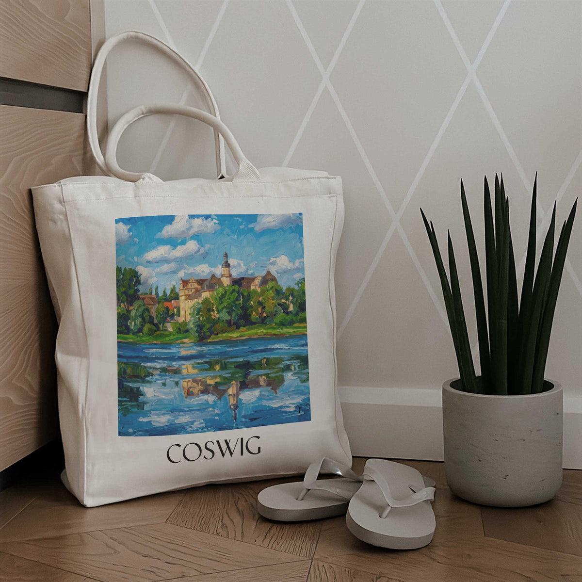 coswig-elbe-deutschland-einkaufstasche-oil-painting-oelgemaelde