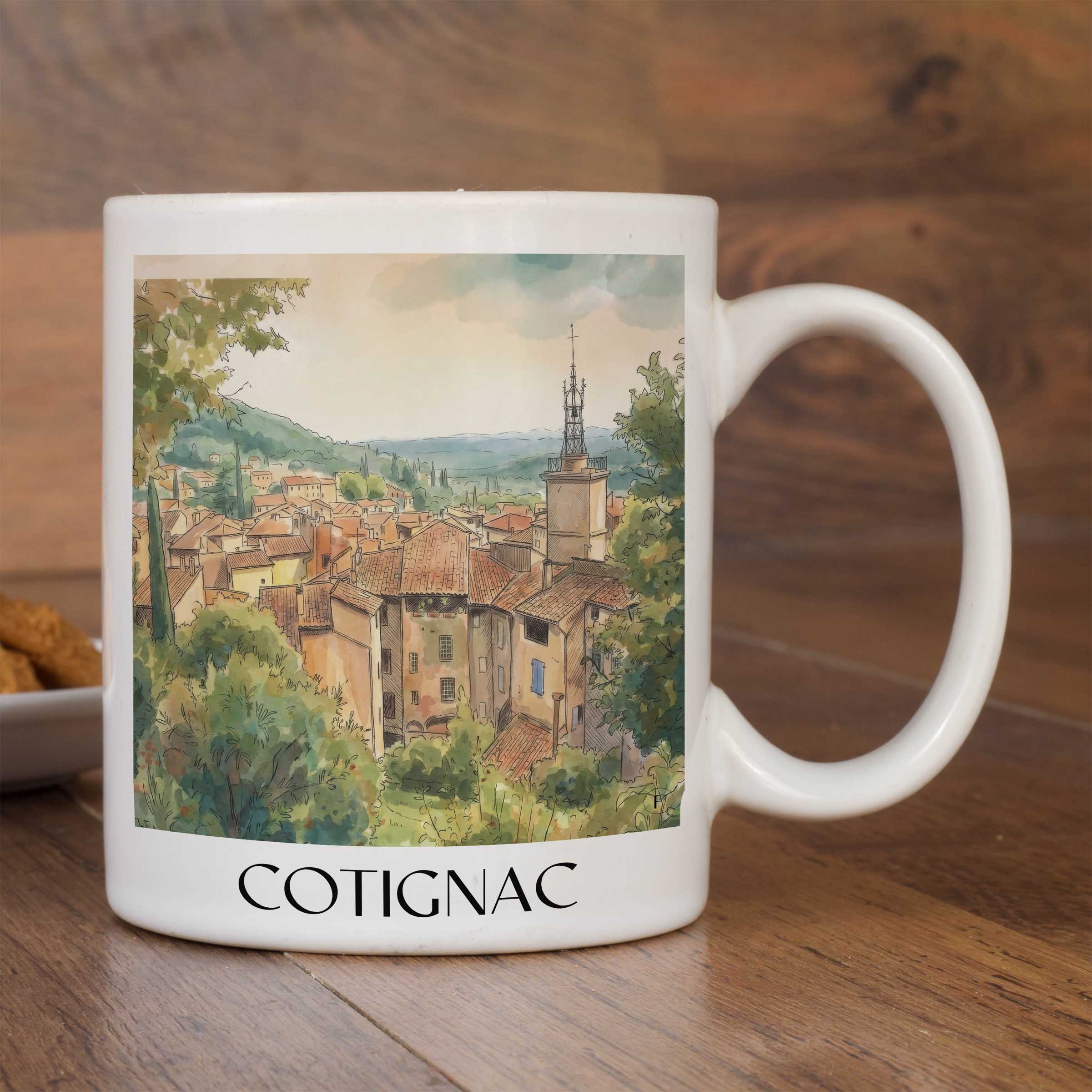 cotignac-provence-verte-frankreich-kaffeebecher-aquarell