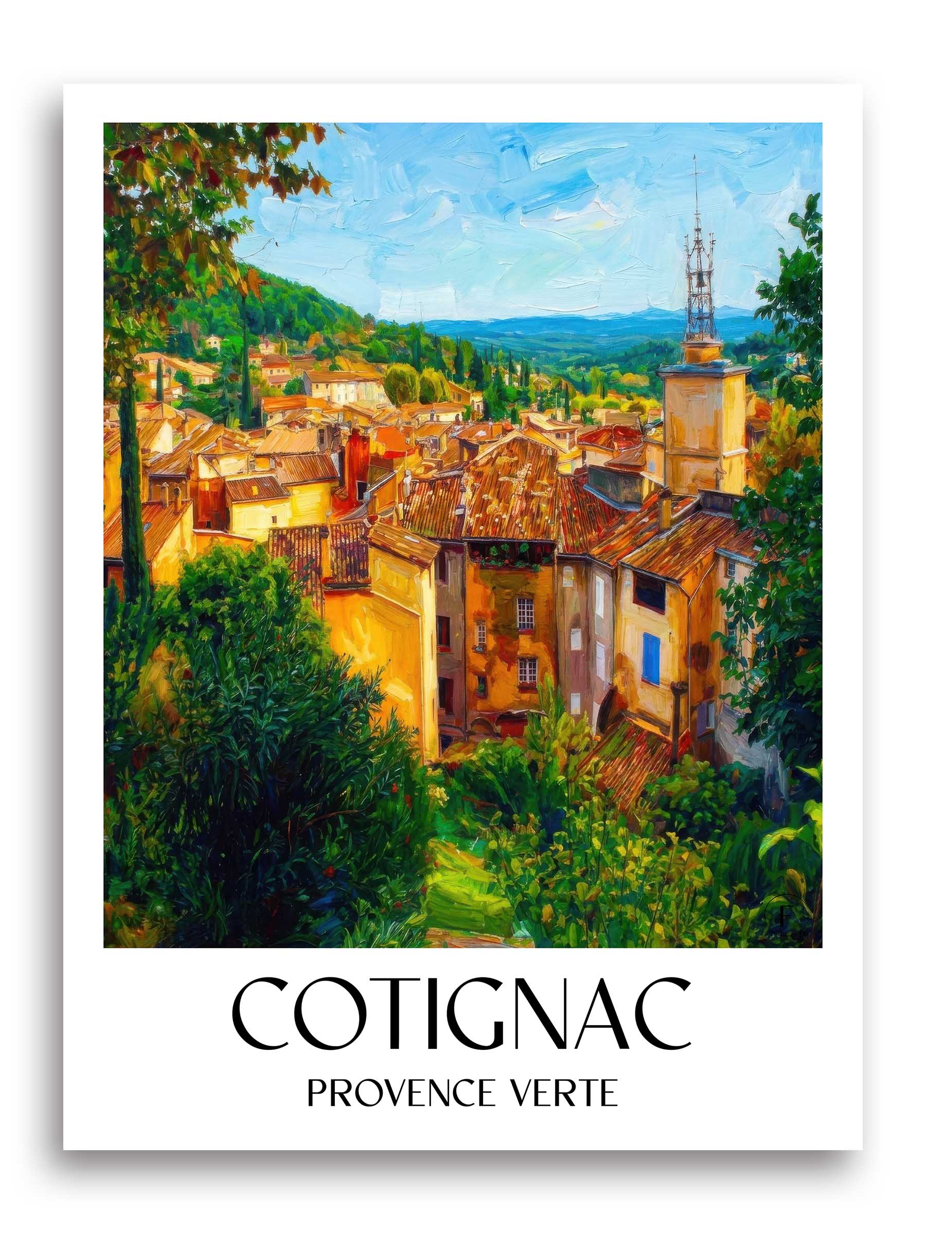 cotignac-provence-verte-frankreich-poster-oil-painting-oelgemaelde