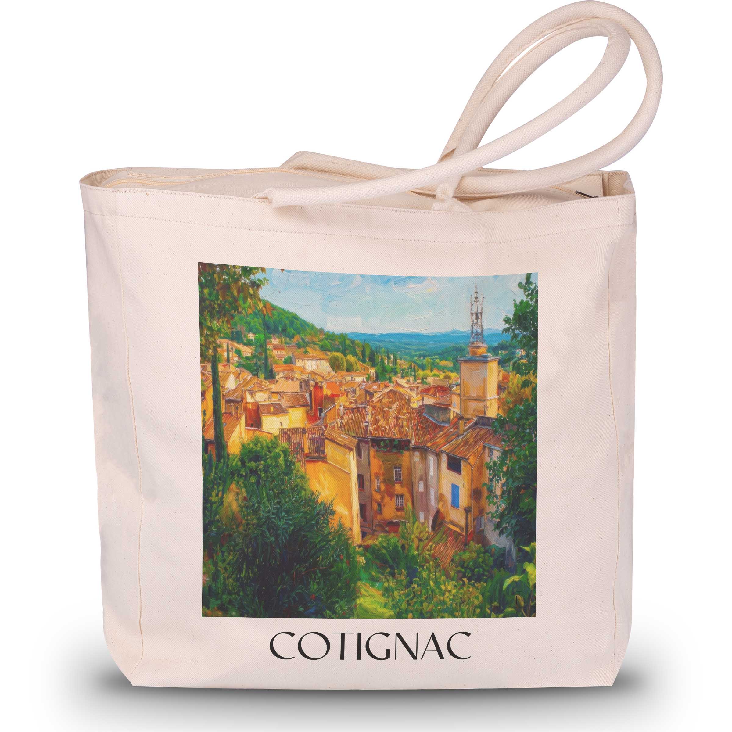 Cotignac Shopping Tasche - Provence Verte - Frankreich Tote Bag - Einkaufstasche im Ölgemälde Stil - favplace