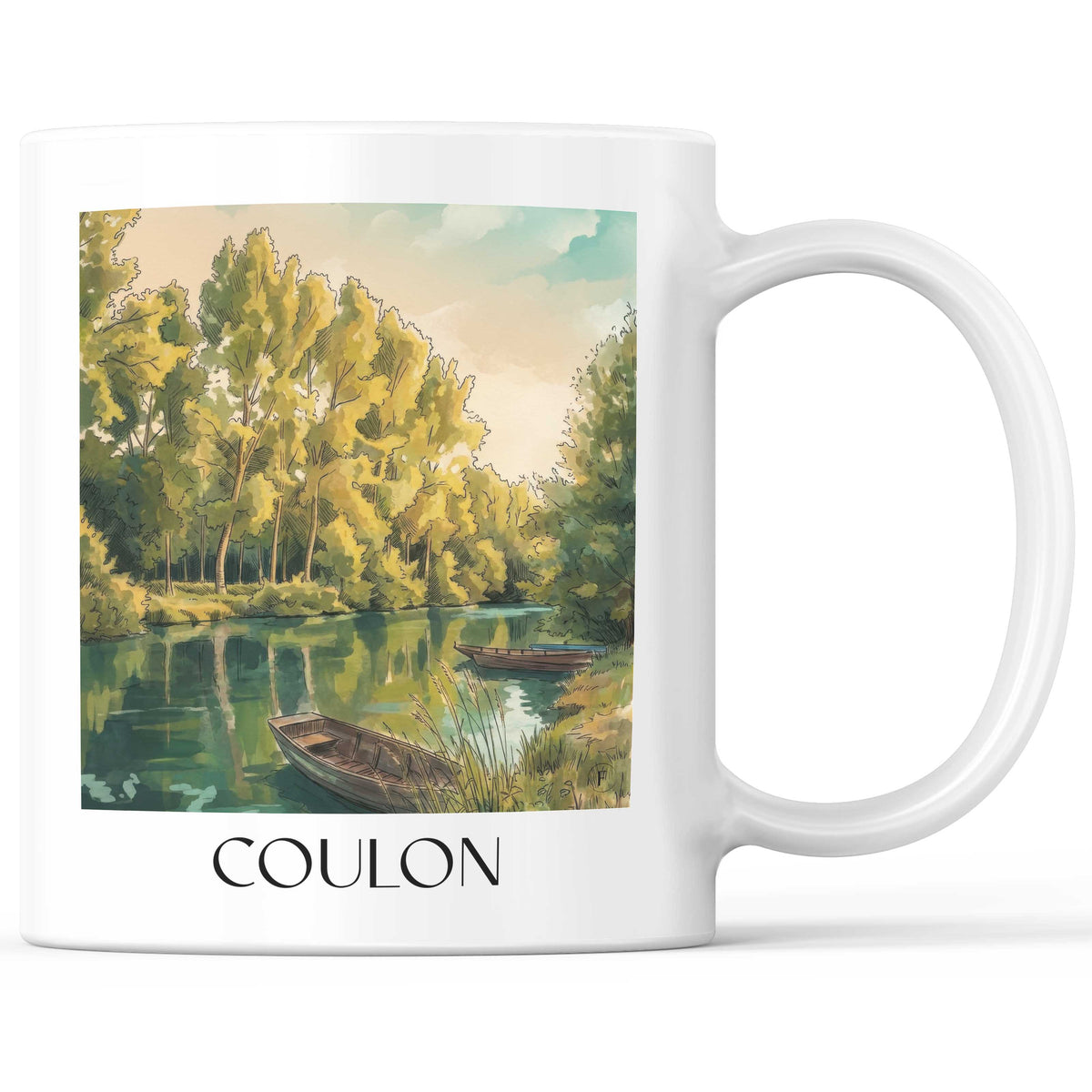 Coulon Kaffeebecher - Marais Poitevin - Frankreich Becher - Kaffeetasse im Aquarell Stil - favplace