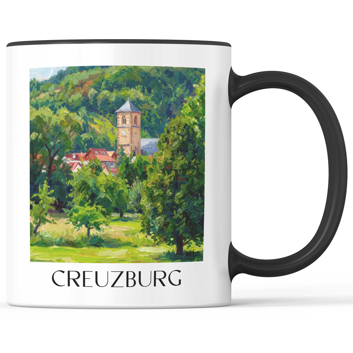 Creuzburg Kaffeebecher - Werratal - Deutschland Becher - Kaffeetasse im Ölgemälde Stil - favplace