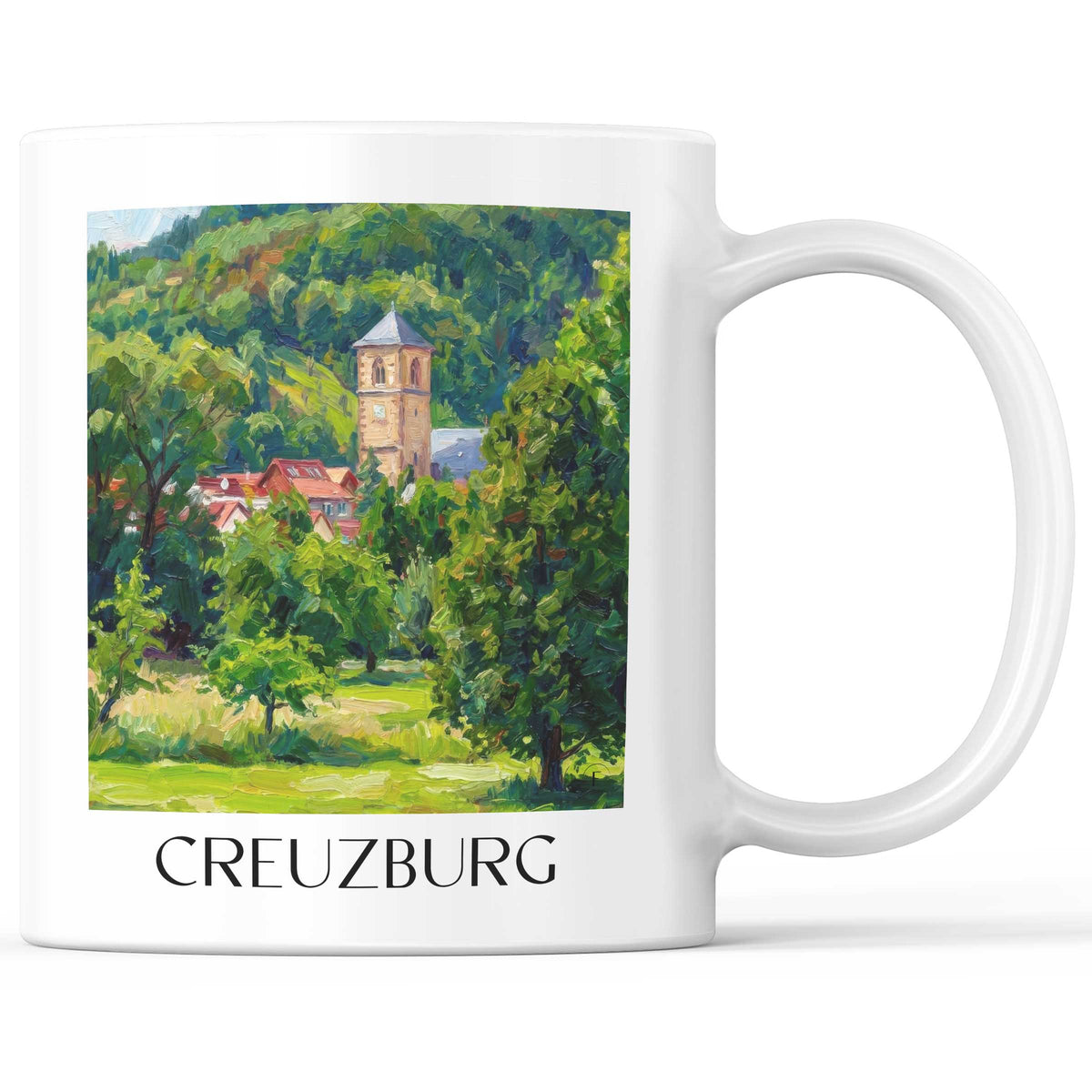 Creuzburg Kaffeebecher - Werratal - Deutschland Becher - Kaffeetasse im Ölgemälde Stil - favplace