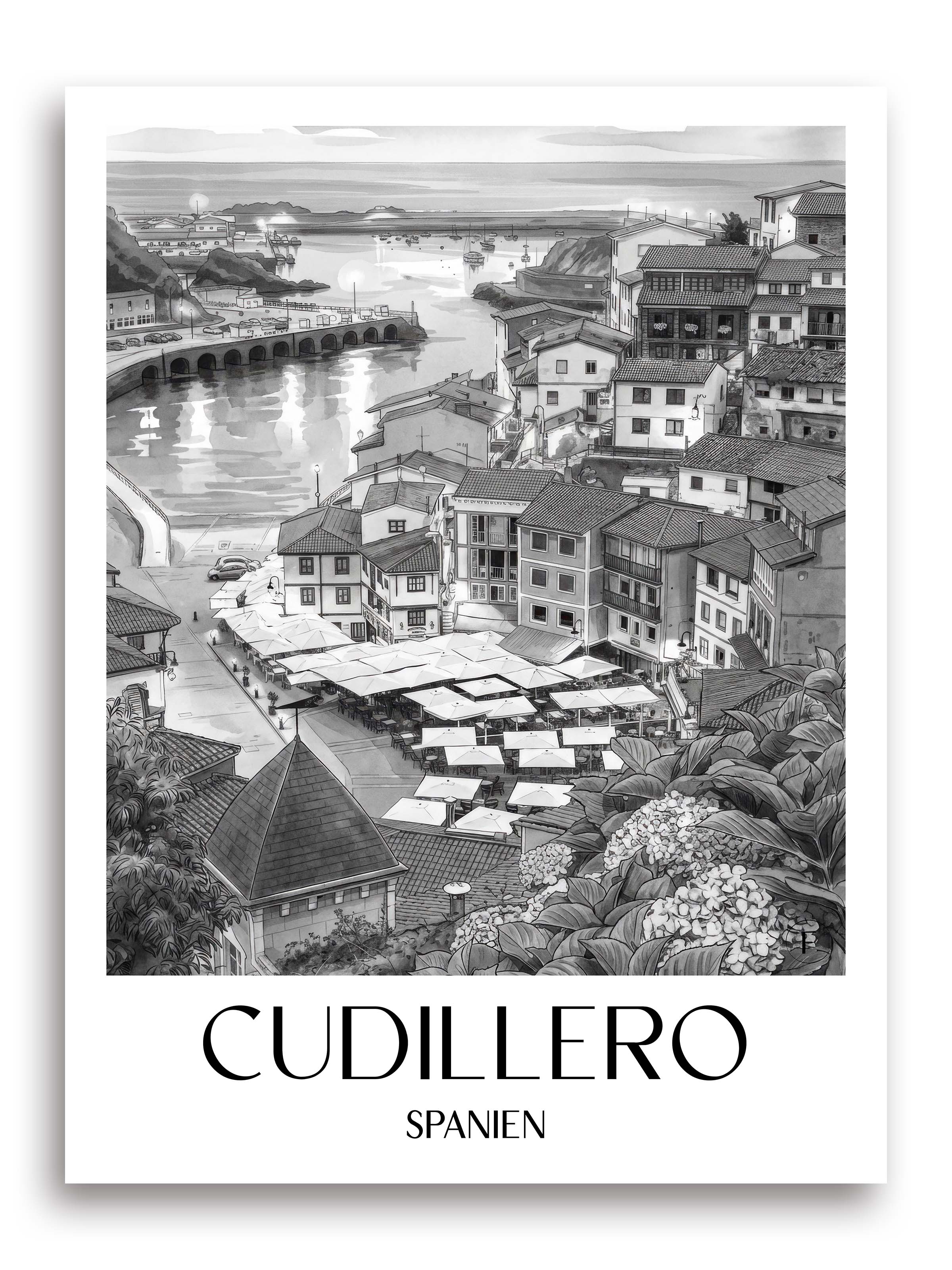 cudillero--spanien-spanien-poster-aquarell-schwarz-weiss