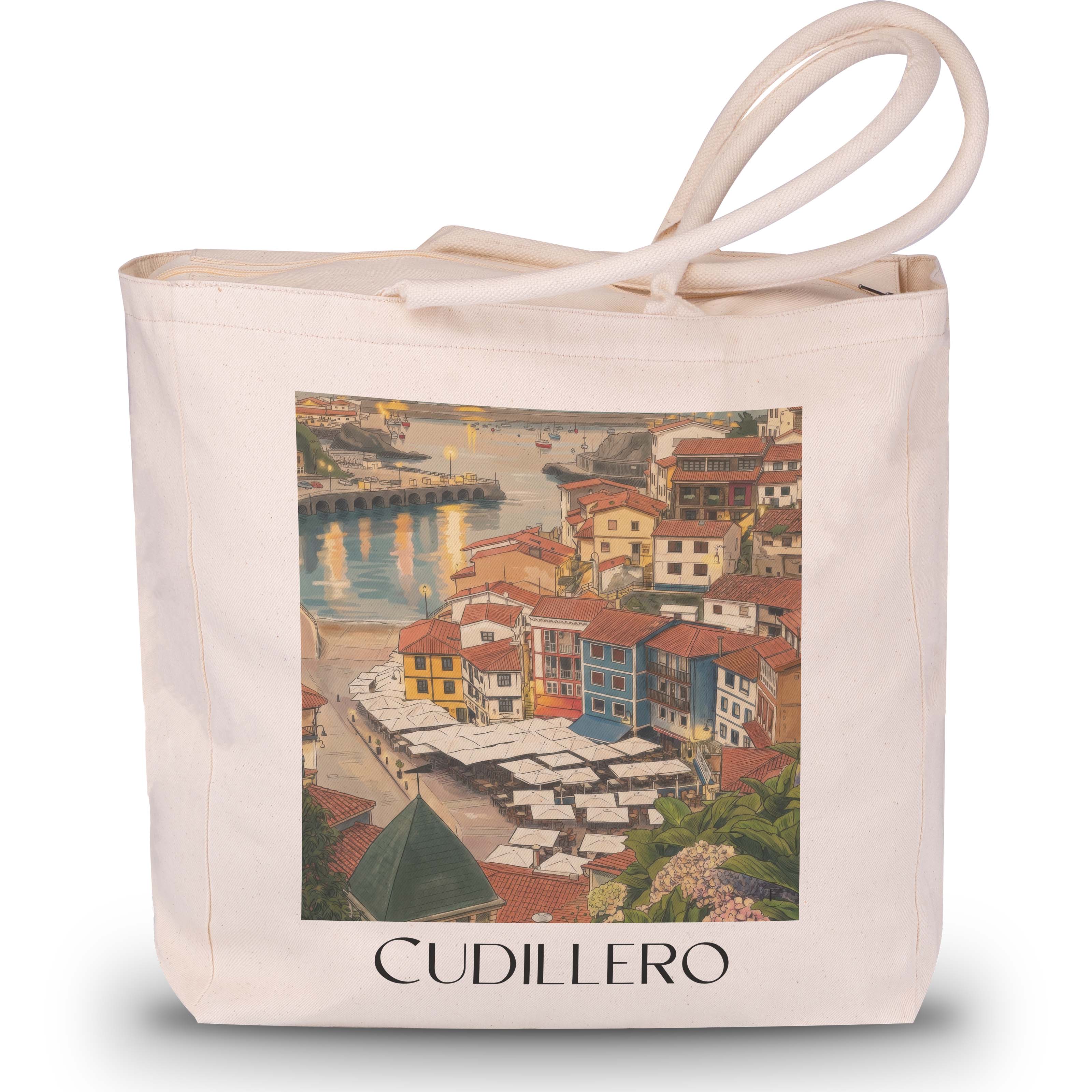 Cudillero Shopping Tasche - Spanien - Spanien Tote Bag - Einkaufstasche im Aquarell Stil - favplace