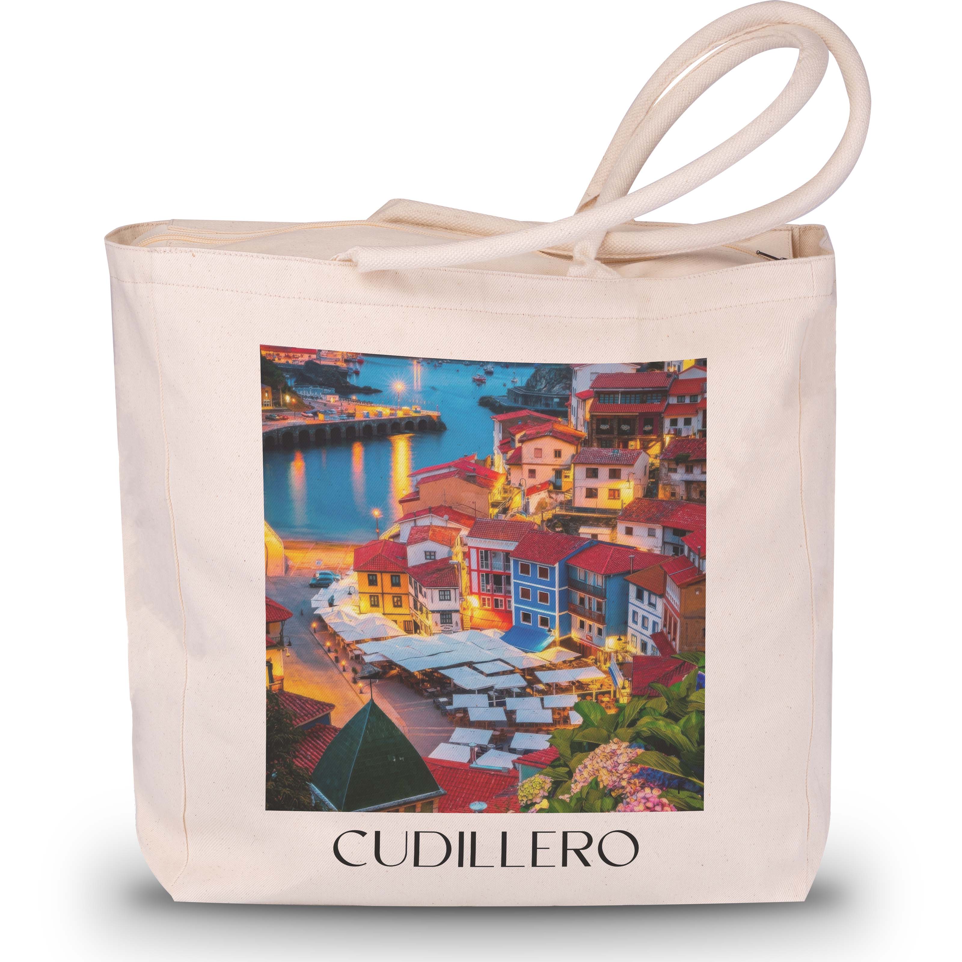 Cudillero Shopping Tasche - Spanien - Spanien Tote Bag - Einkaufstasche im Ölgemälde Stil - favplace