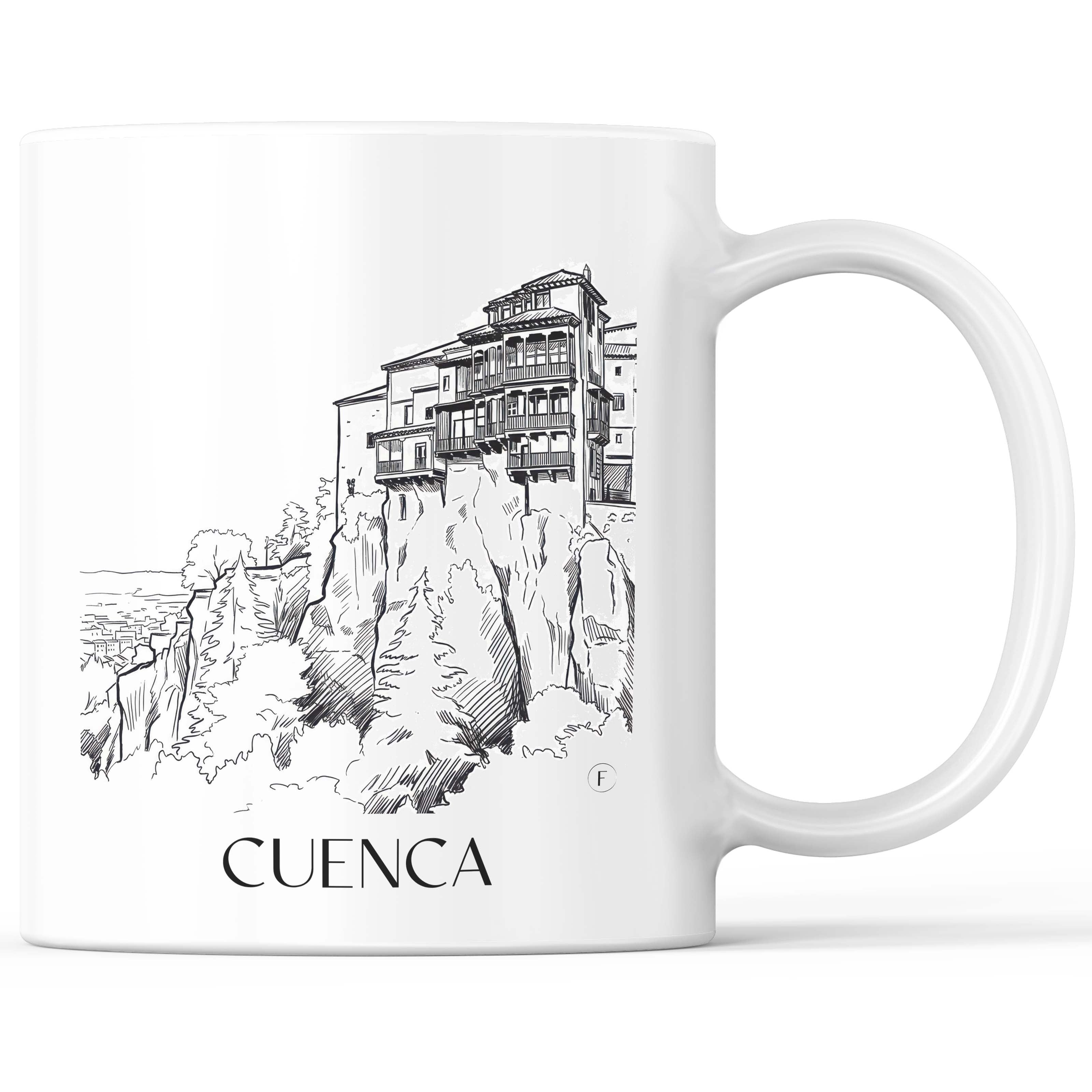 Cuenca Kaffeebecher - Spanien - Spanien Becher - Kaffeetasse im Skizze Stil - favplace