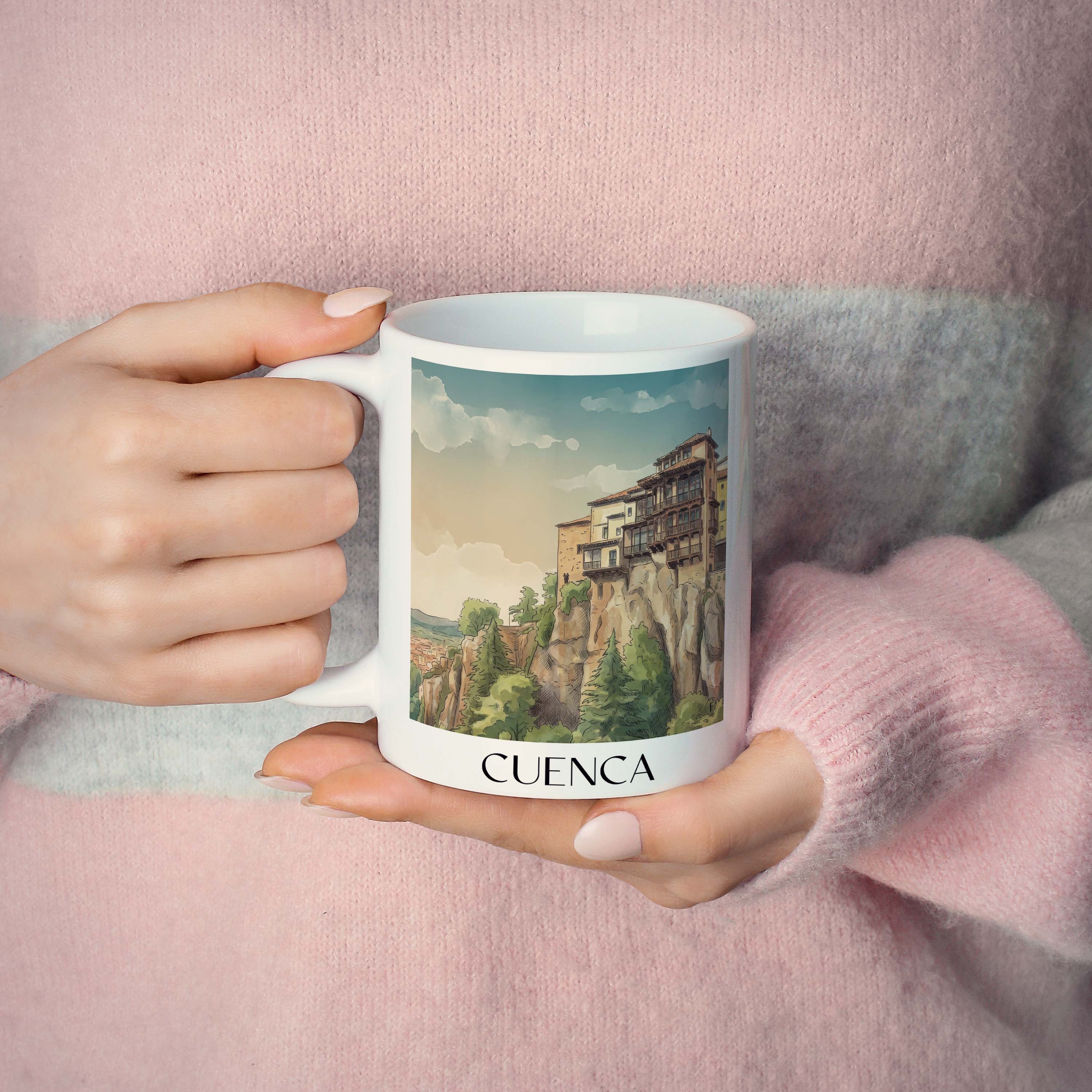 cuenca-spanien-spanien-und-spanien-kaffeebecher-aquarell
