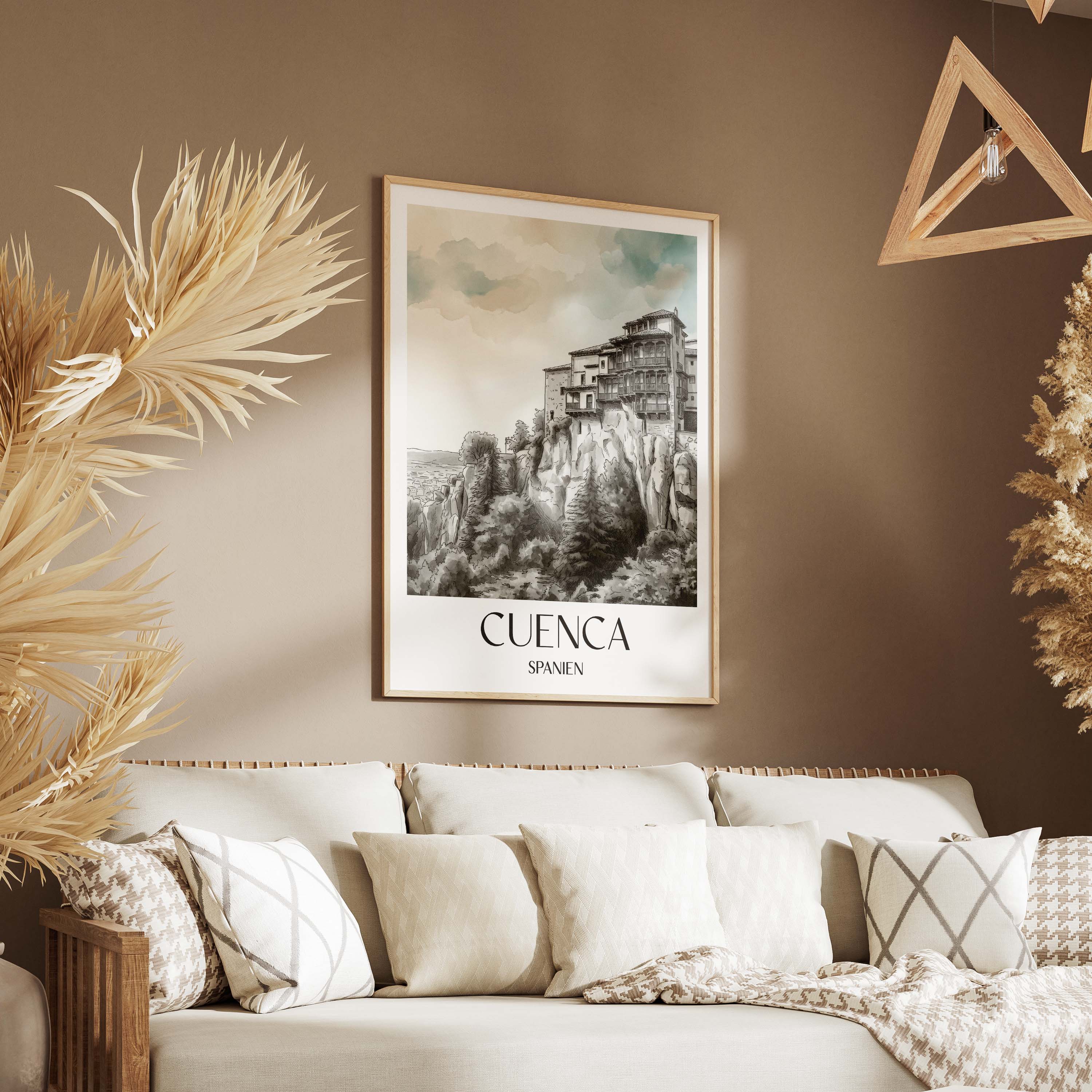 cuenca-spanien-spanien-poster-aquarell-schwarz-weiss