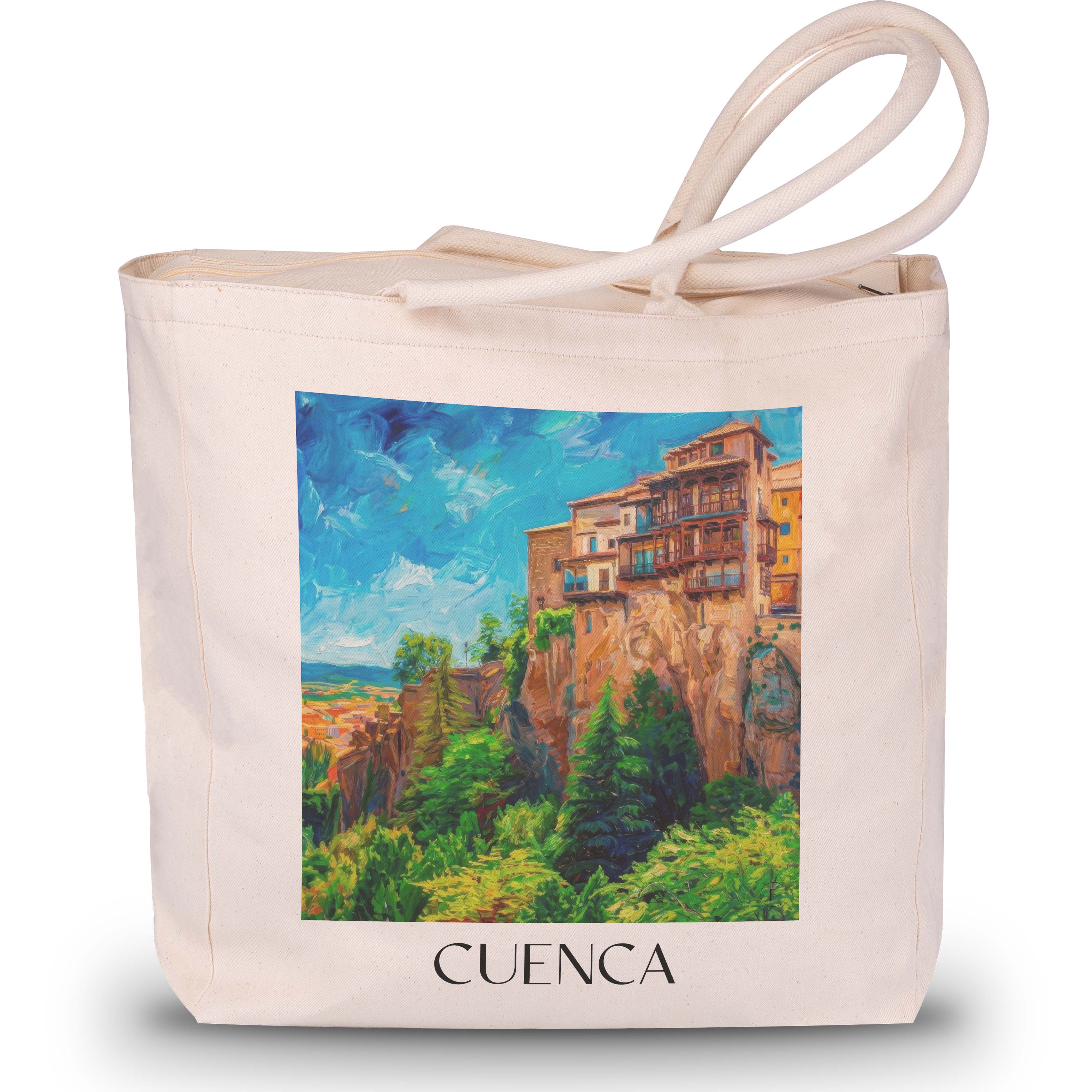 cuenca-spanien-spanien-einkaufstasche-oil-painting-oelgemaelde