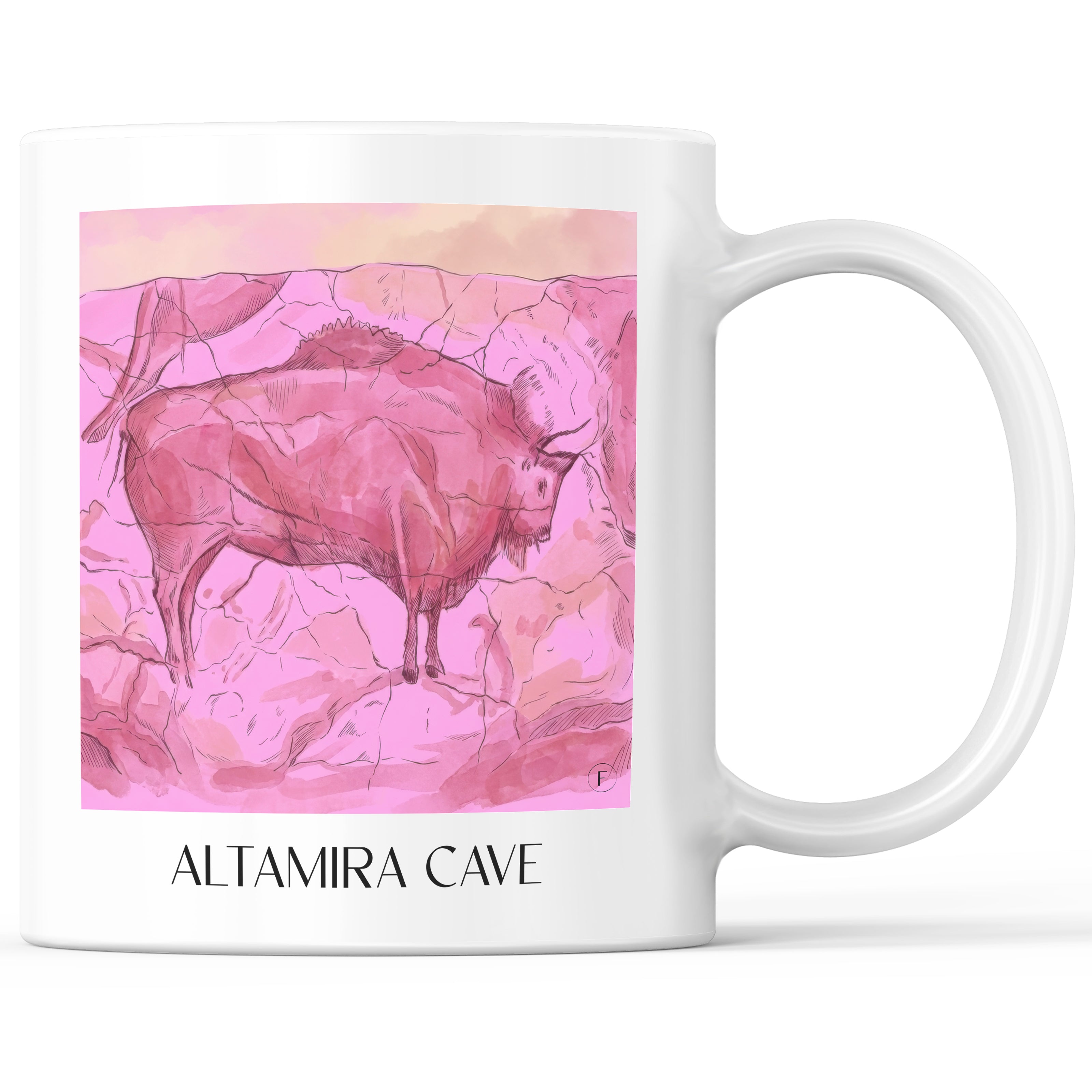 Cueva de Altamira Kaffeebecher - Spanien - Spanien Becher - Kaffeetasse im Aquarell Pink Stil - favplace