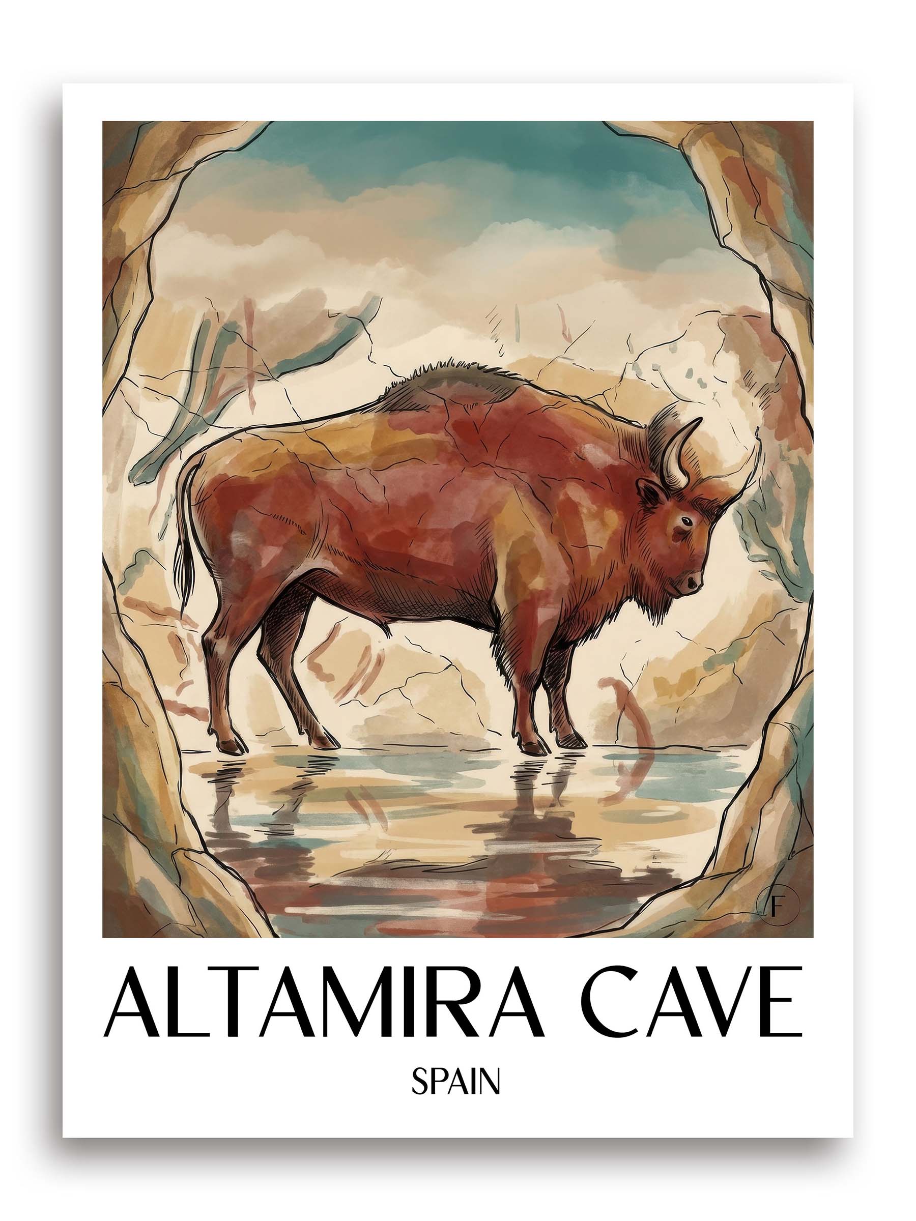 Cueva de Altamira Poster - Spanien - Spanien Kunstdruck - Aquarell von A4 bis A1 - favplace