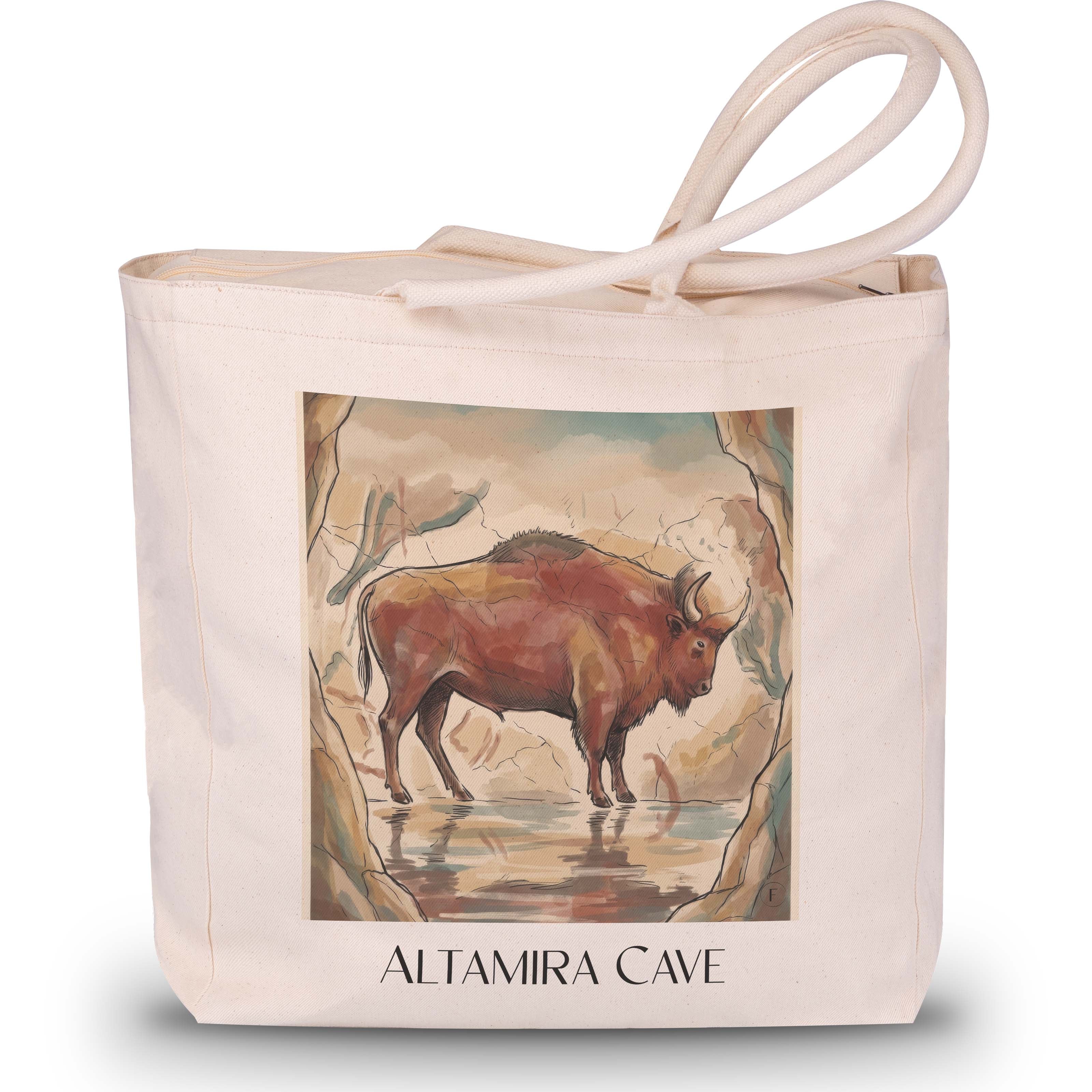 Cueva de Altamira Shopping Tasche - Spanien - Spanien Tote Bag - Einkaufstasche im Aquarell Stil - favplace
