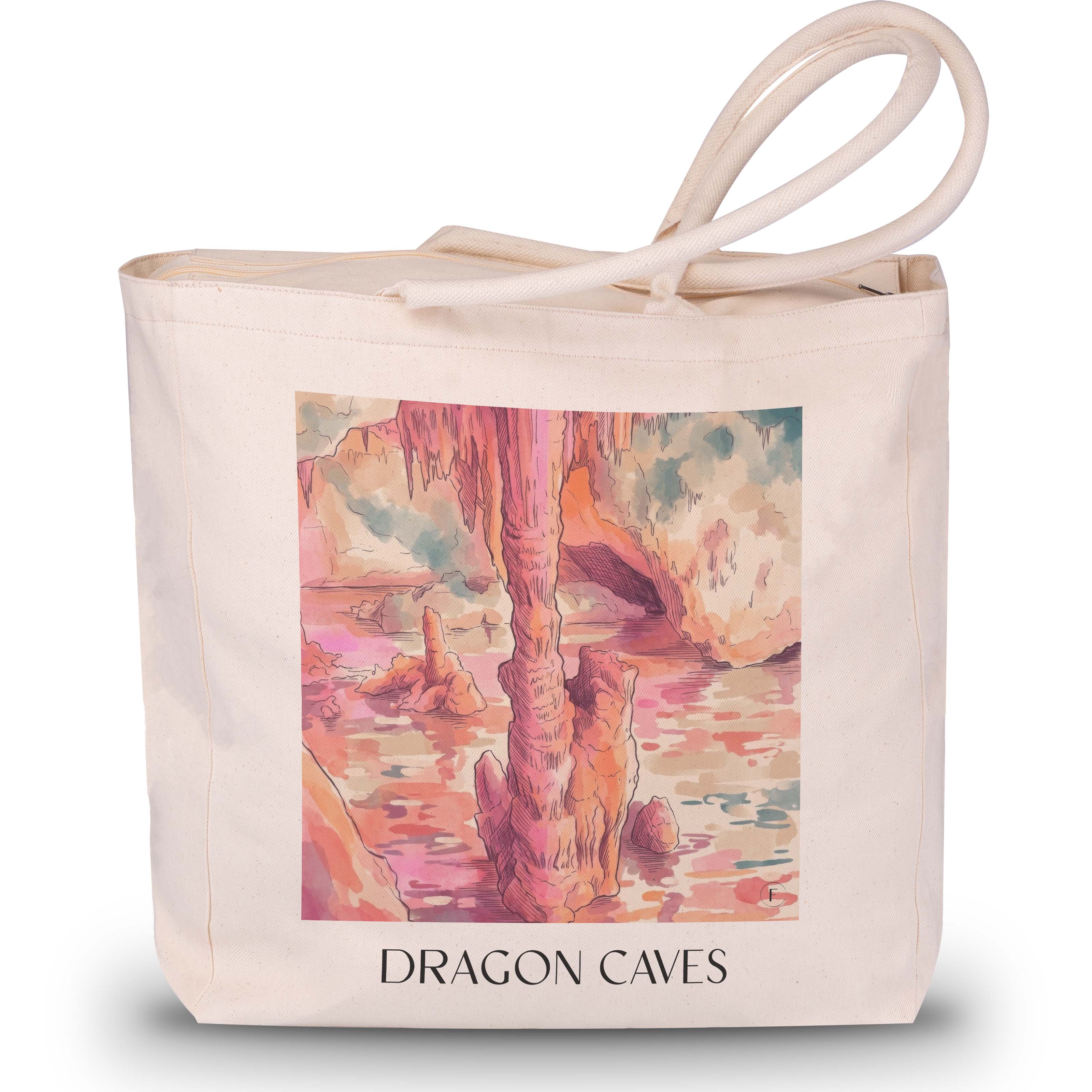 Cuevas del Drach Shopping Tasche - Mallorca - Spanien Tote Bag - Einkaufstasche im Aquarell Pink Stil - favplace