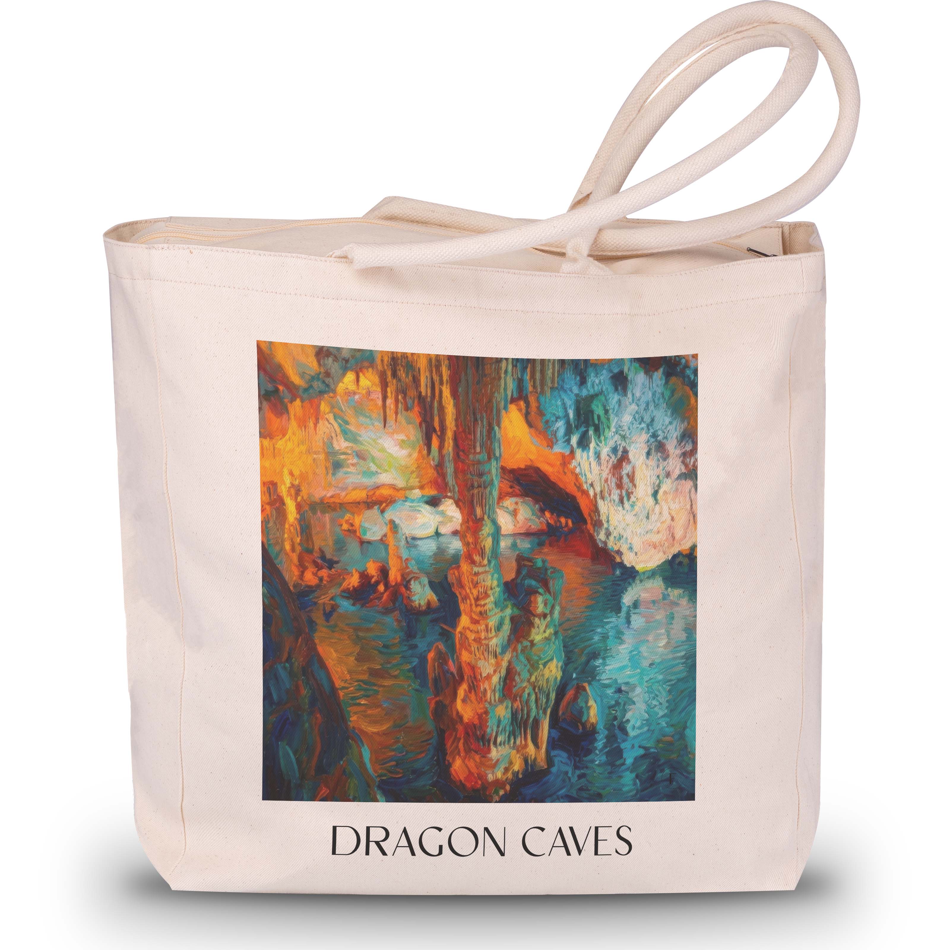 Cuevas del Drach Shopping Tasche - Mallorca - Spanien Tote Bag - Einkaufstasche im Ölgemälde Stil - favplace