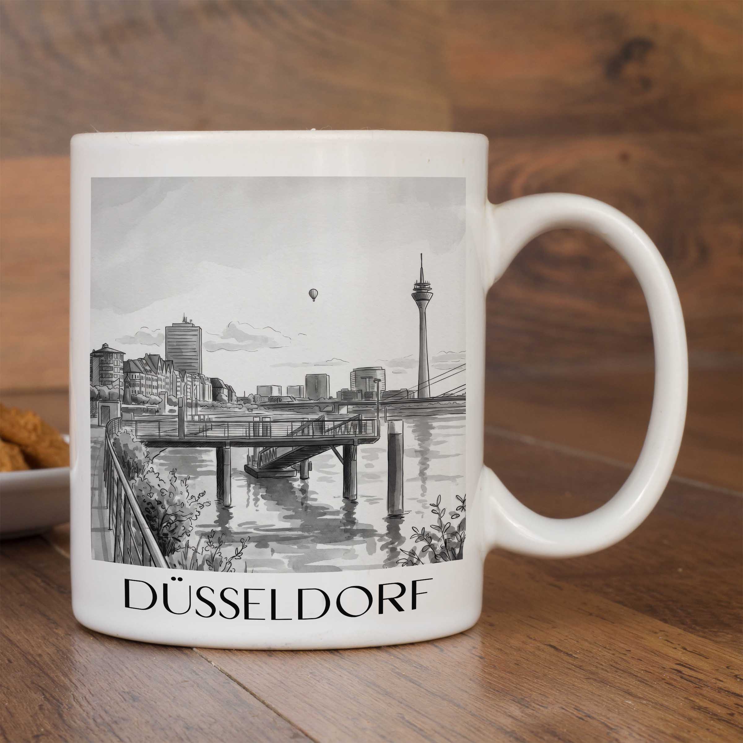 düsseldorf-deutschland-kaffeebecher-aquarell-schwarz-weiss