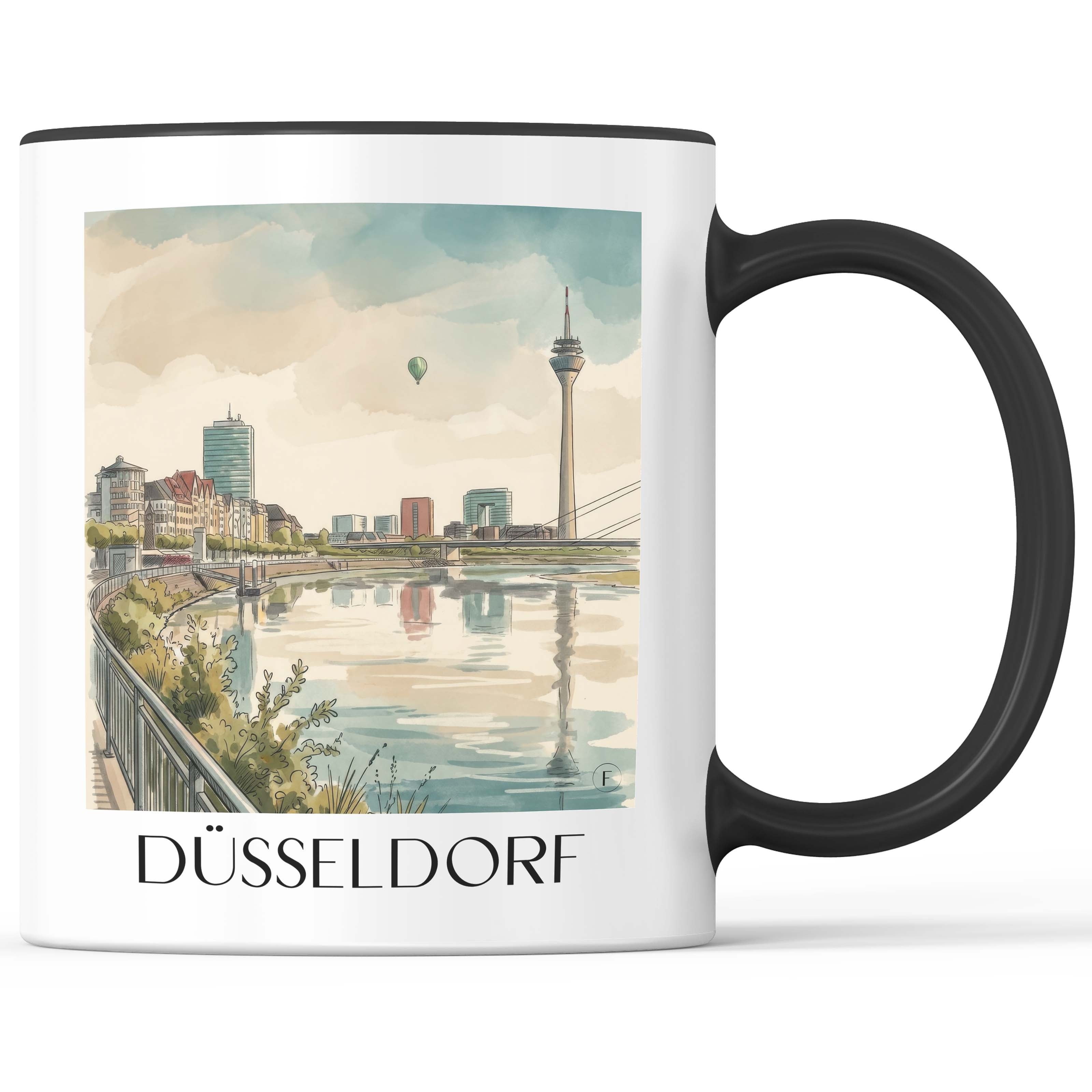 Düsseldorf - Deutschland Becher - Kaffeetasse im Aquarell Stil - favplace
