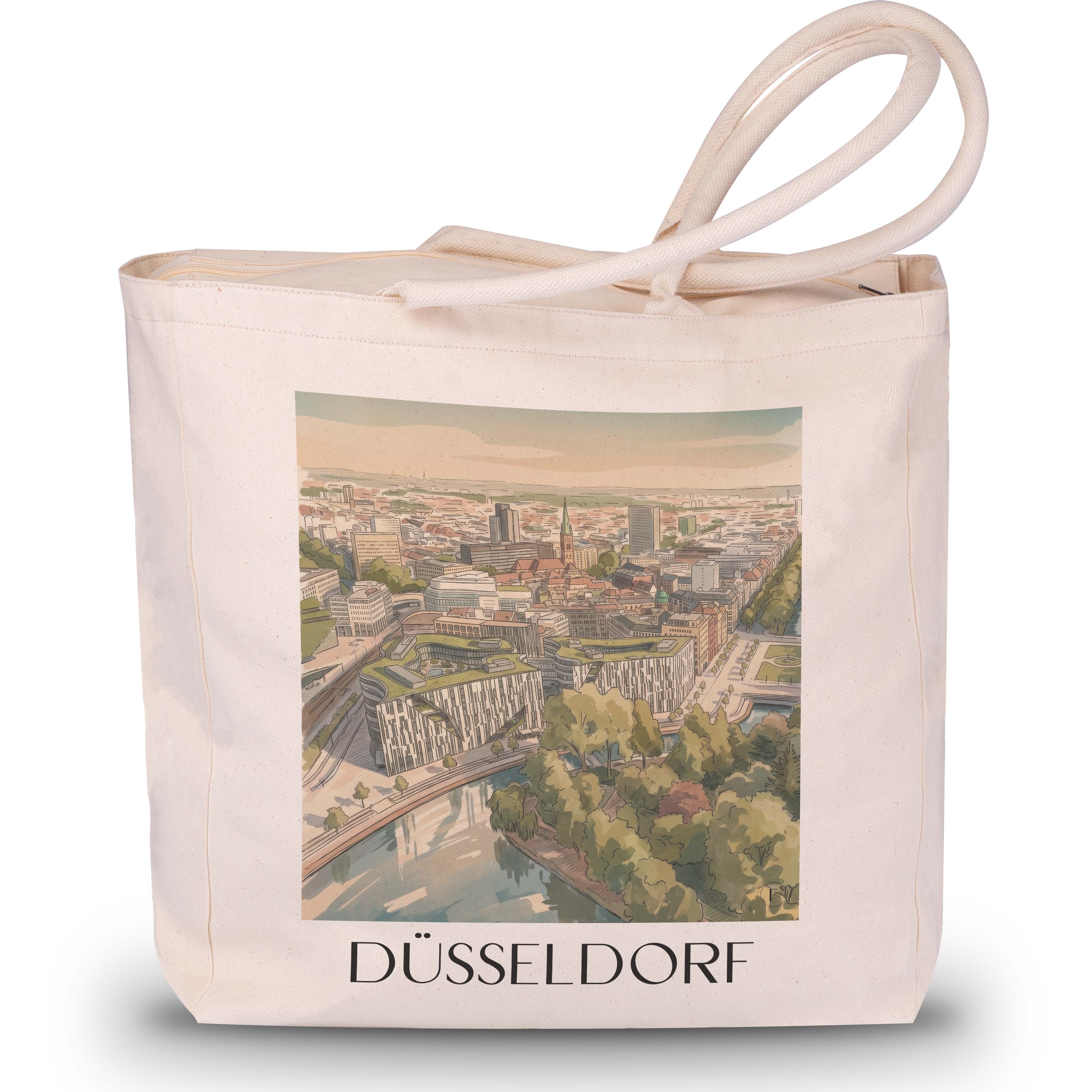 düsseldorf-deutschland-einkaufstasche-aquarell