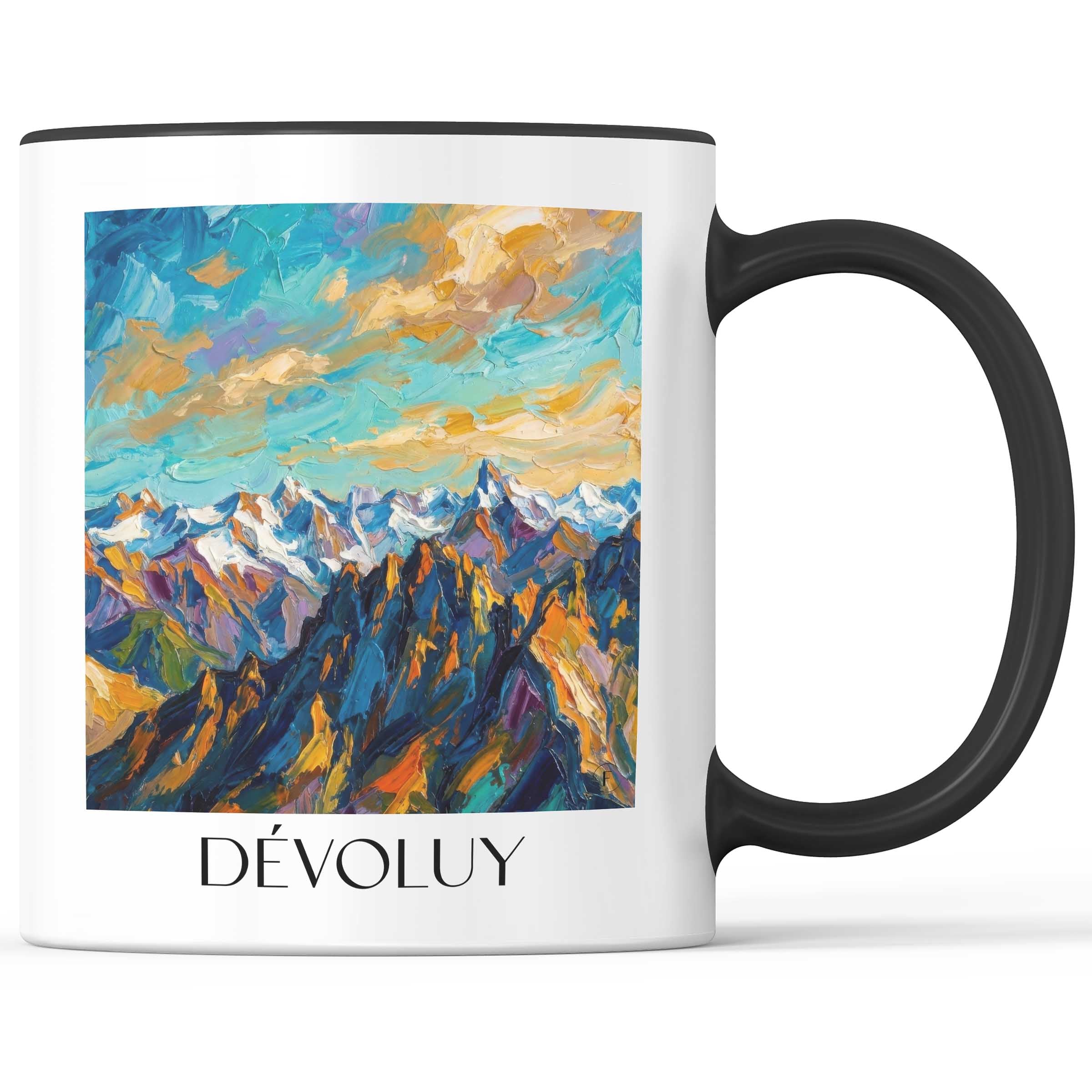 Dévoluy Kaffeebecher - Provence - Frankreich Becher - Kaffeetasse im Ölgemälde Stil - favplace