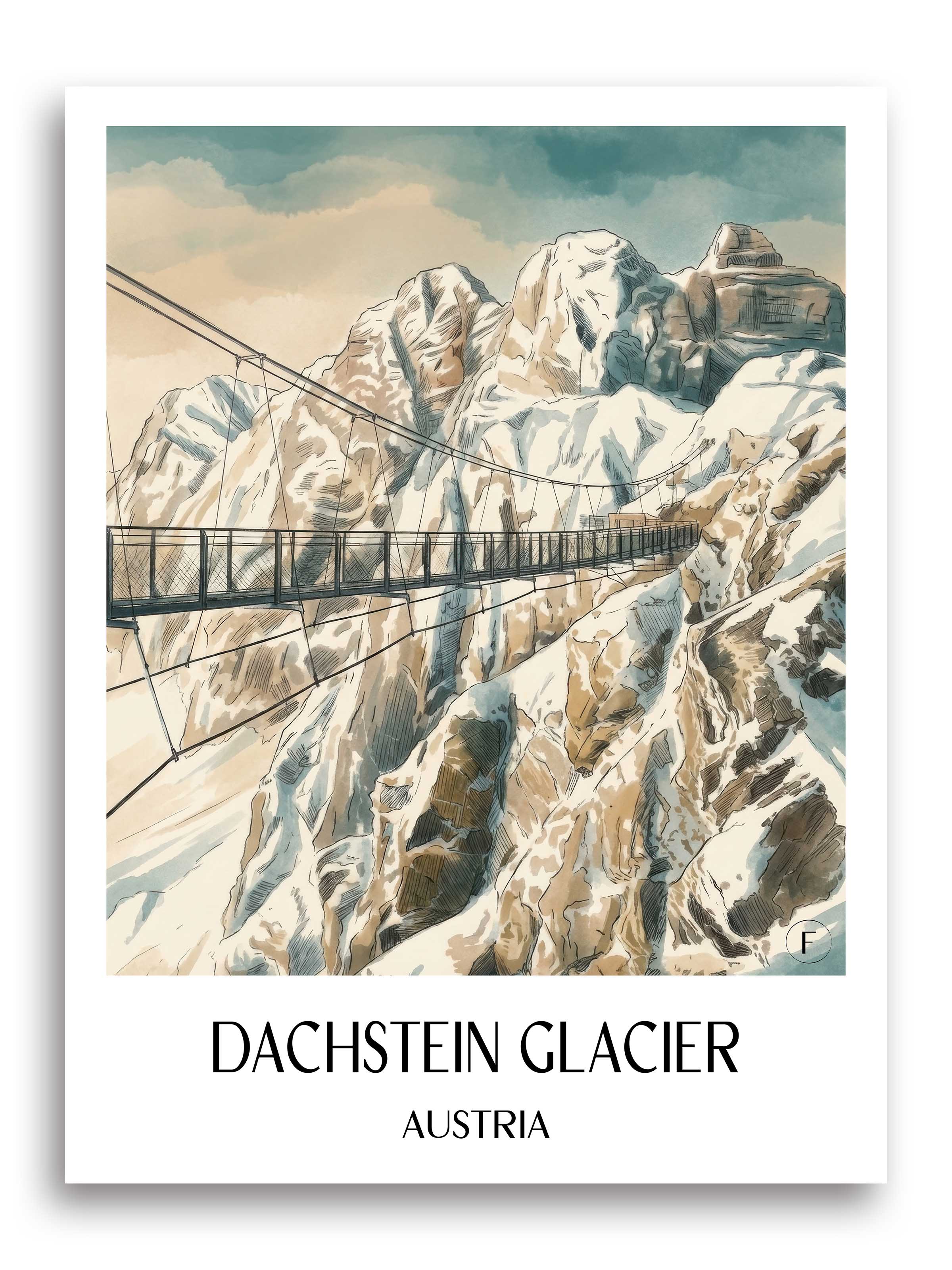 Dachstein Gletscher Poster - Österreich - Österreich Kunstdruck - Aquarell von A4 bis A1 - favplace