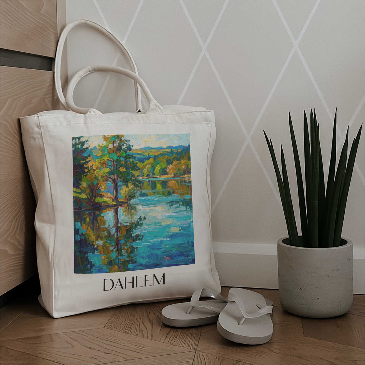 dahlem-eifel-deutschland-einkaufstasche-oil-painting-oelgemaelde