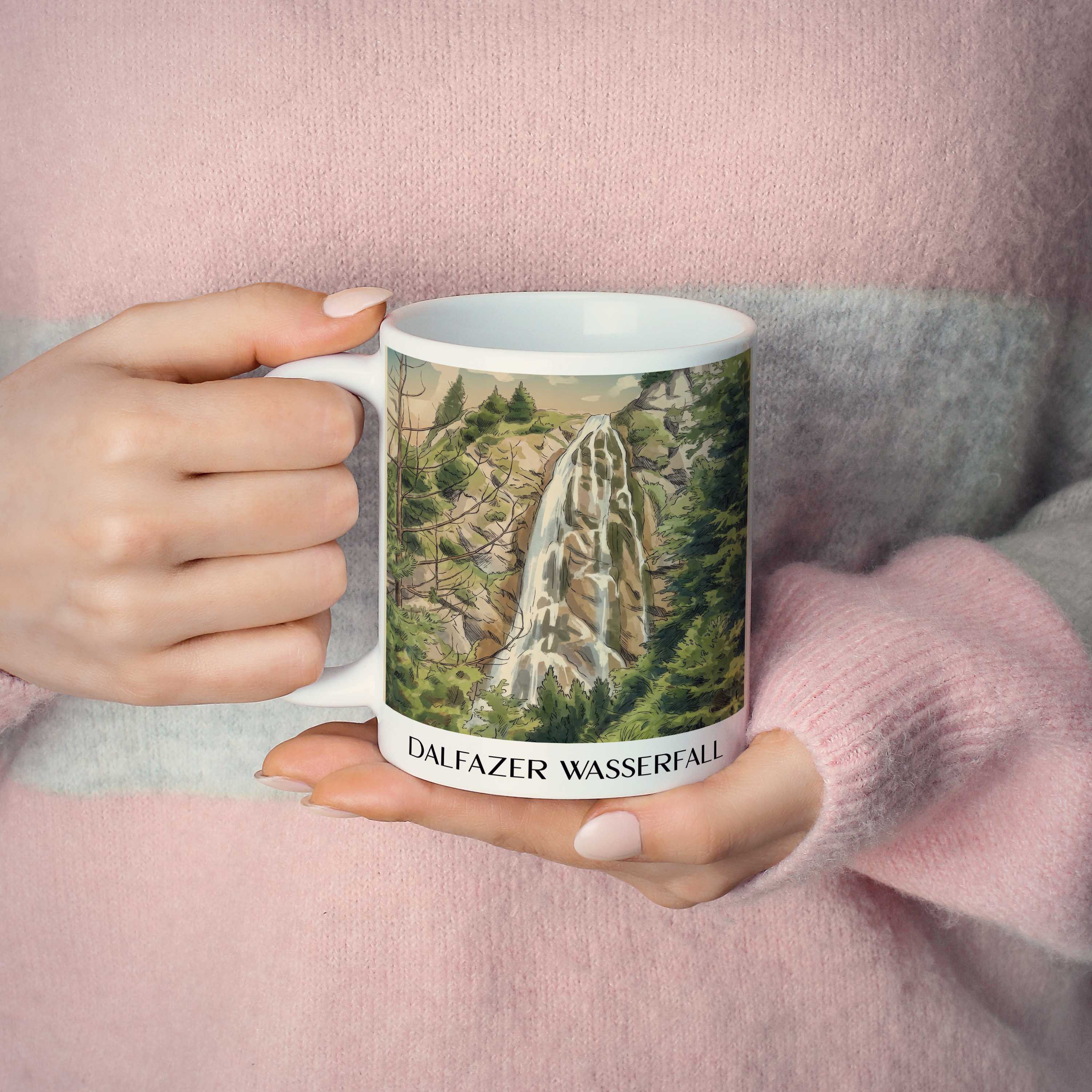 dalfazer-wasserfall-tirol-österreich-kaffeebecher-aquarell