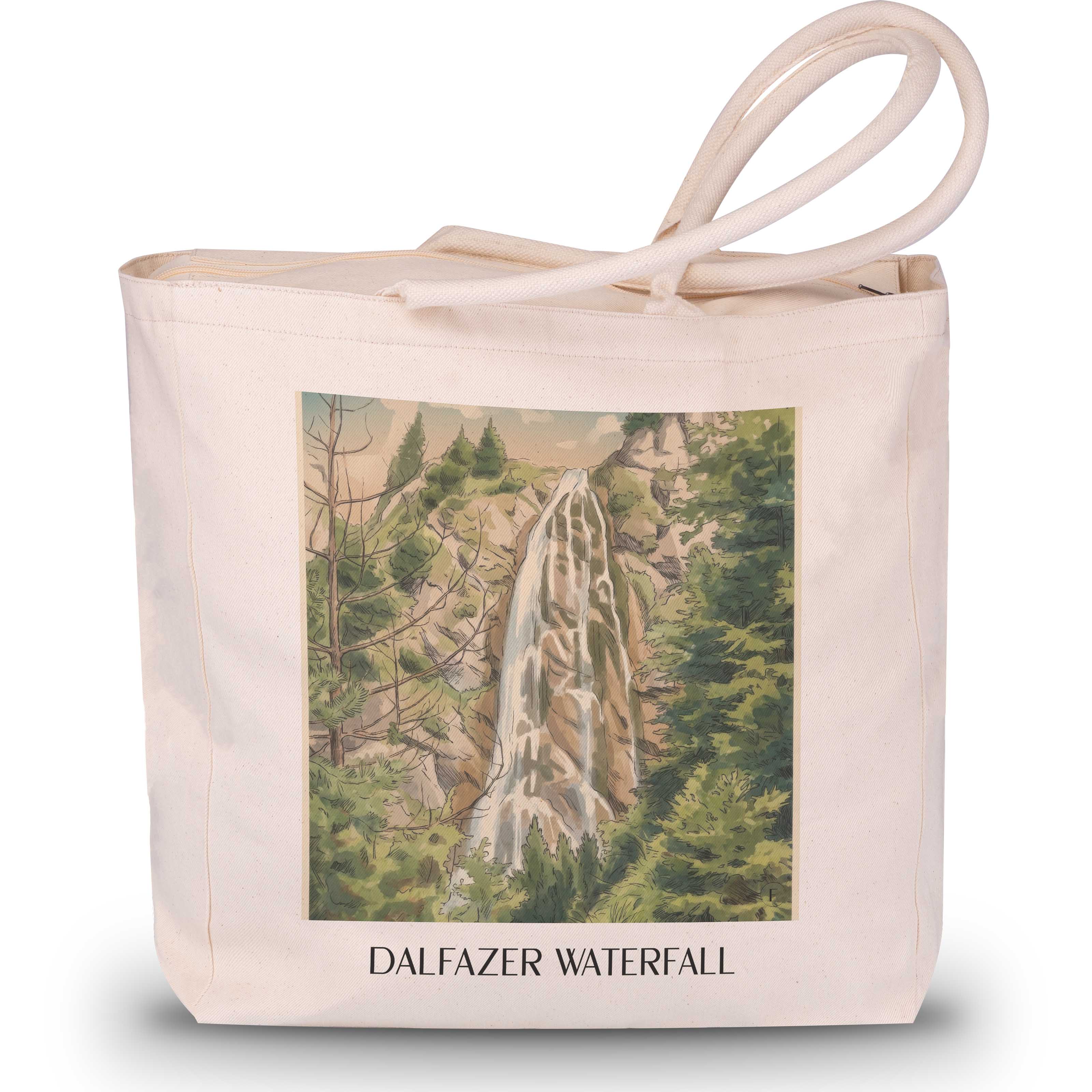 Dalfazer Wasserfall Shopping Tasche - Tirol - Österreich Tote Bag - Einkaufstasche im Aquarell Stil - favplace