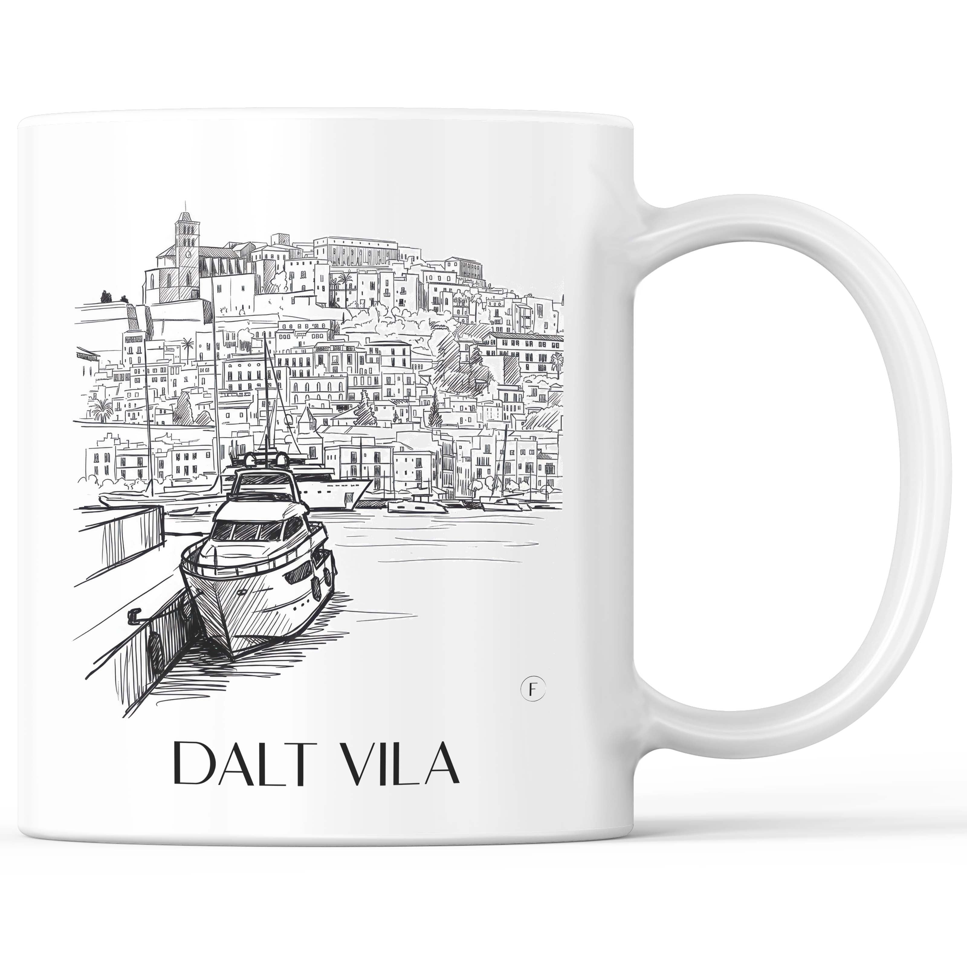 Dalt Vila Kaffeebecher - Ibiza - Spanien Becher - Kaffeetasse im Skizze Stil - favplace