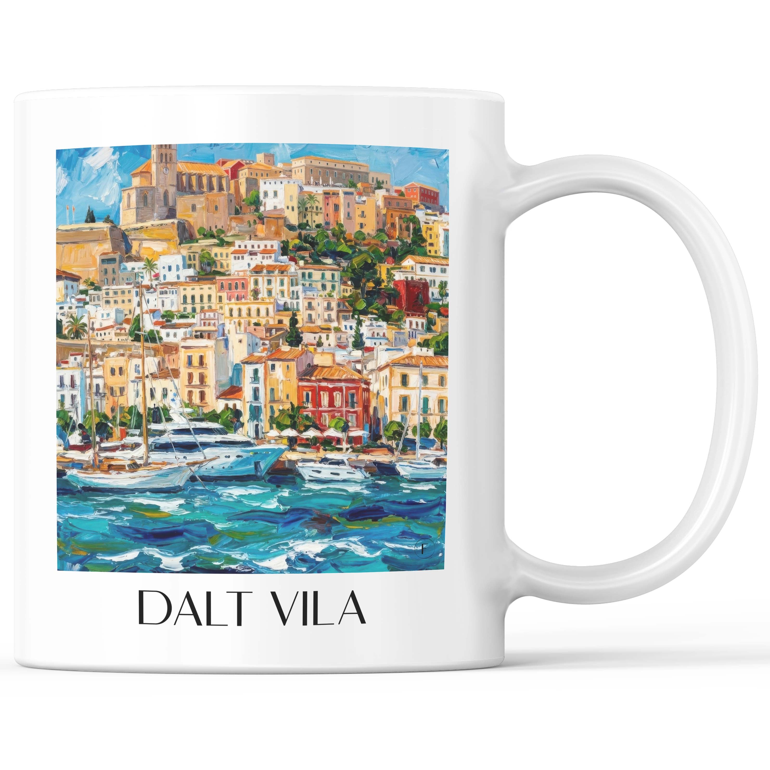 Dalt Vila Kaffeebecher - Ibiza - Spanien Becher - Kaffeetasse im Ölgemälde Stil - favplace