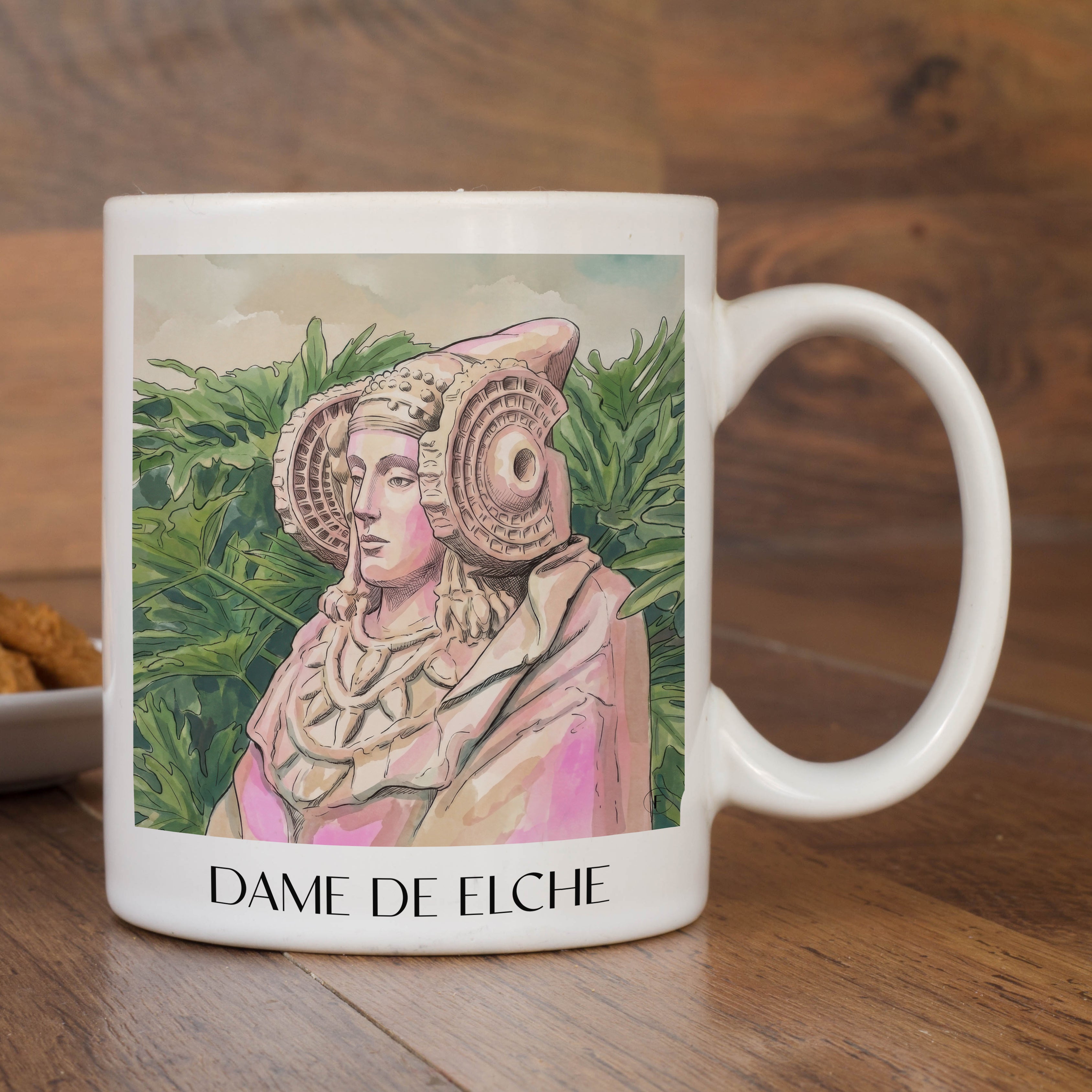 dama-de-elche-spanien-spanien-kaffeebecher-aquarell-pink-rosa